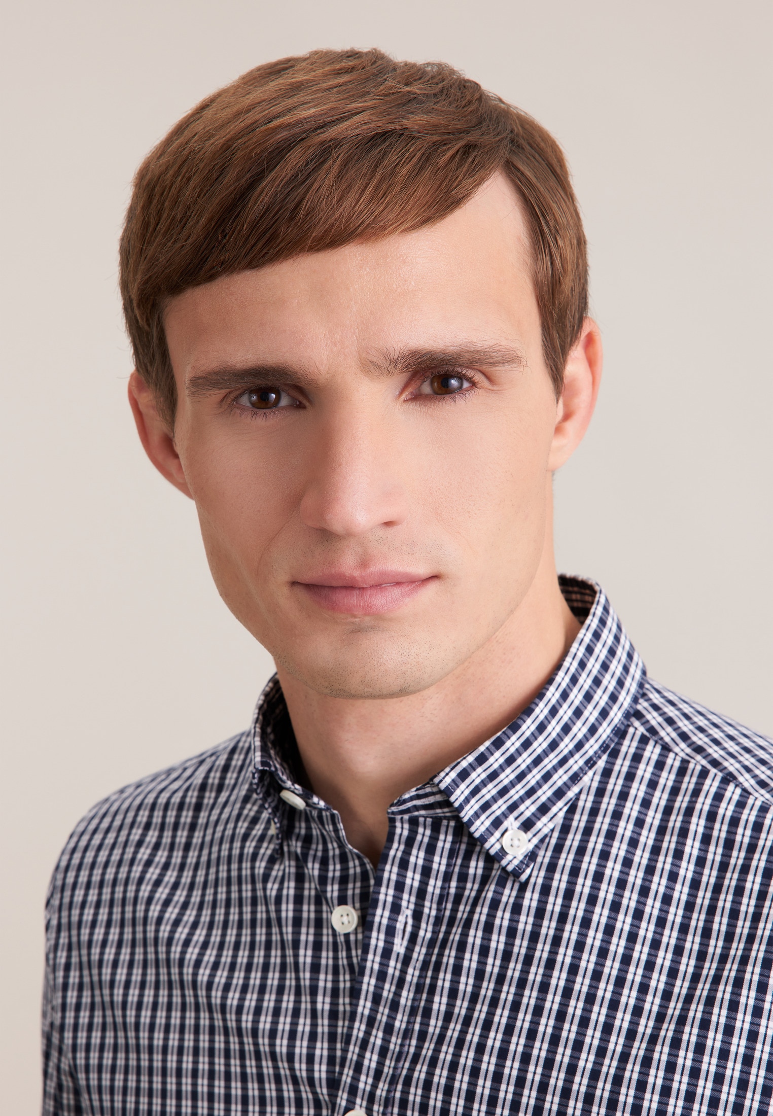seidensticker Businesshemd Slim 1/1 Button-Down-Kragen Karo