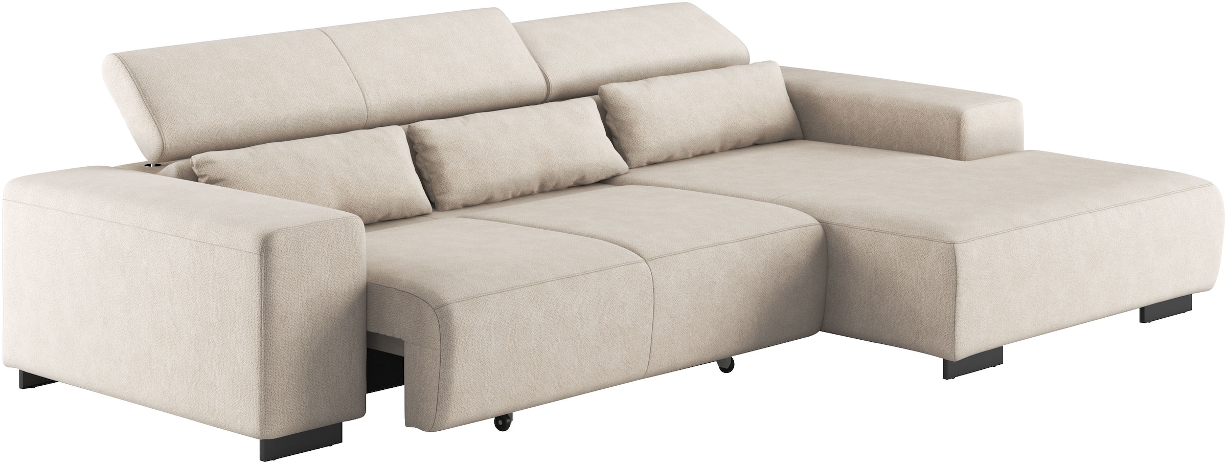 COTTA Ecksofa »Side L-Form, mit Kopfteilverstellung & 3 Nierenkissen«, optional motorische Sitztiefenverstellung