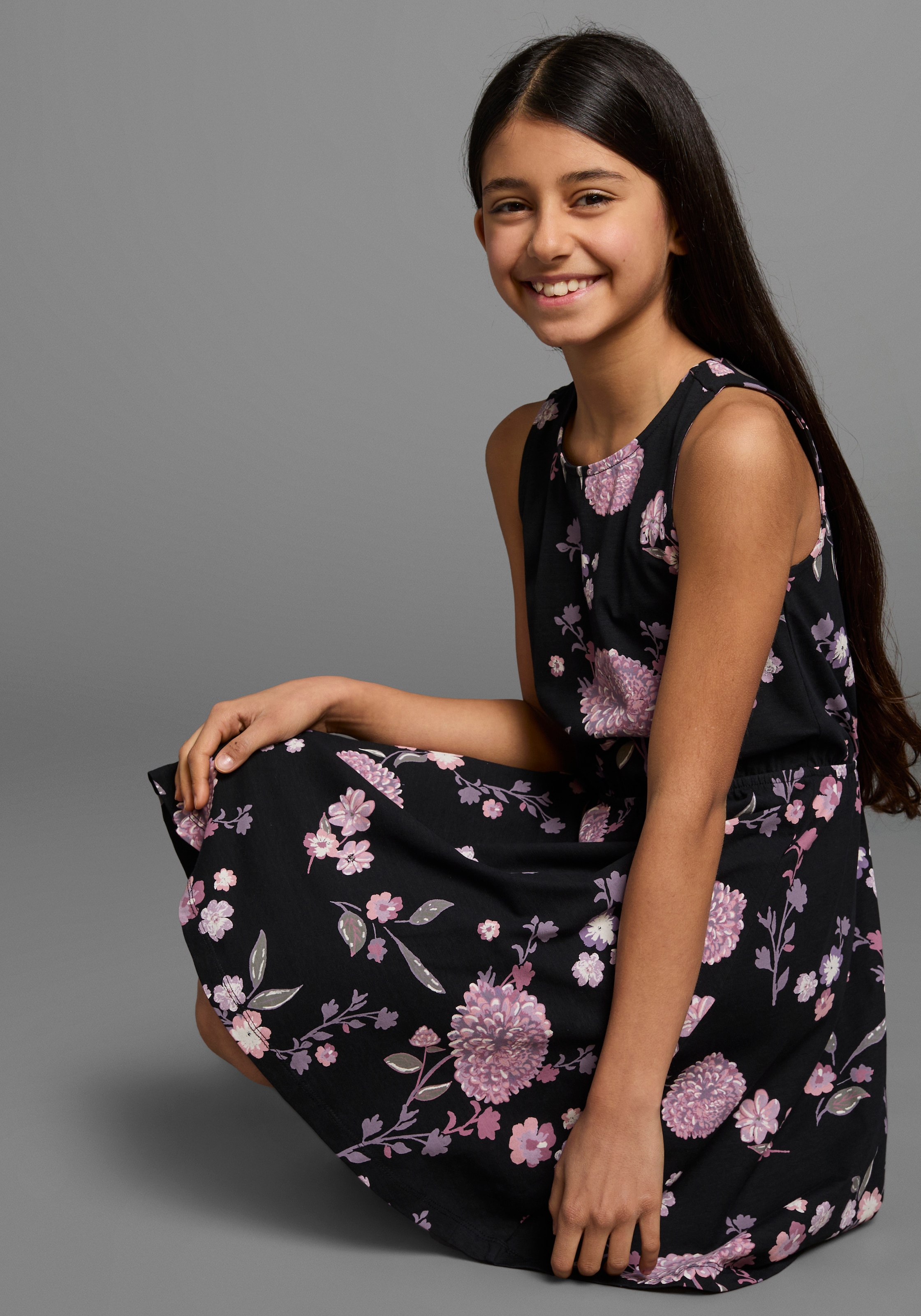KIDSWORLD Jerseykleid »Trägerkleid mit Blumenmuster« festliche Anlässe,  ärmelloses Kleid