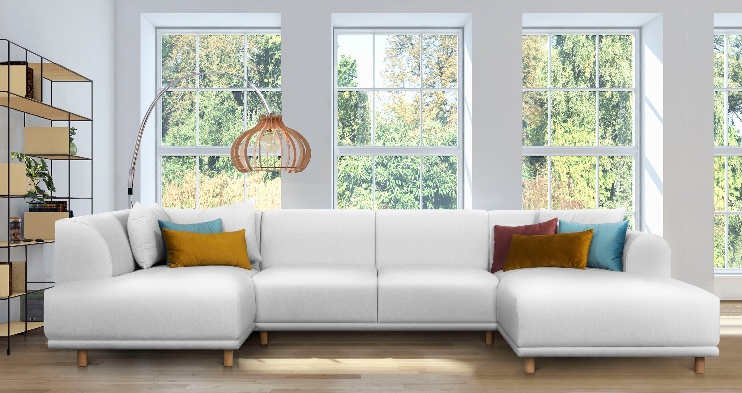 andas Wohnlandschaft »Maroon U-Form«, in skandinavischem Design, mit losen Kissen