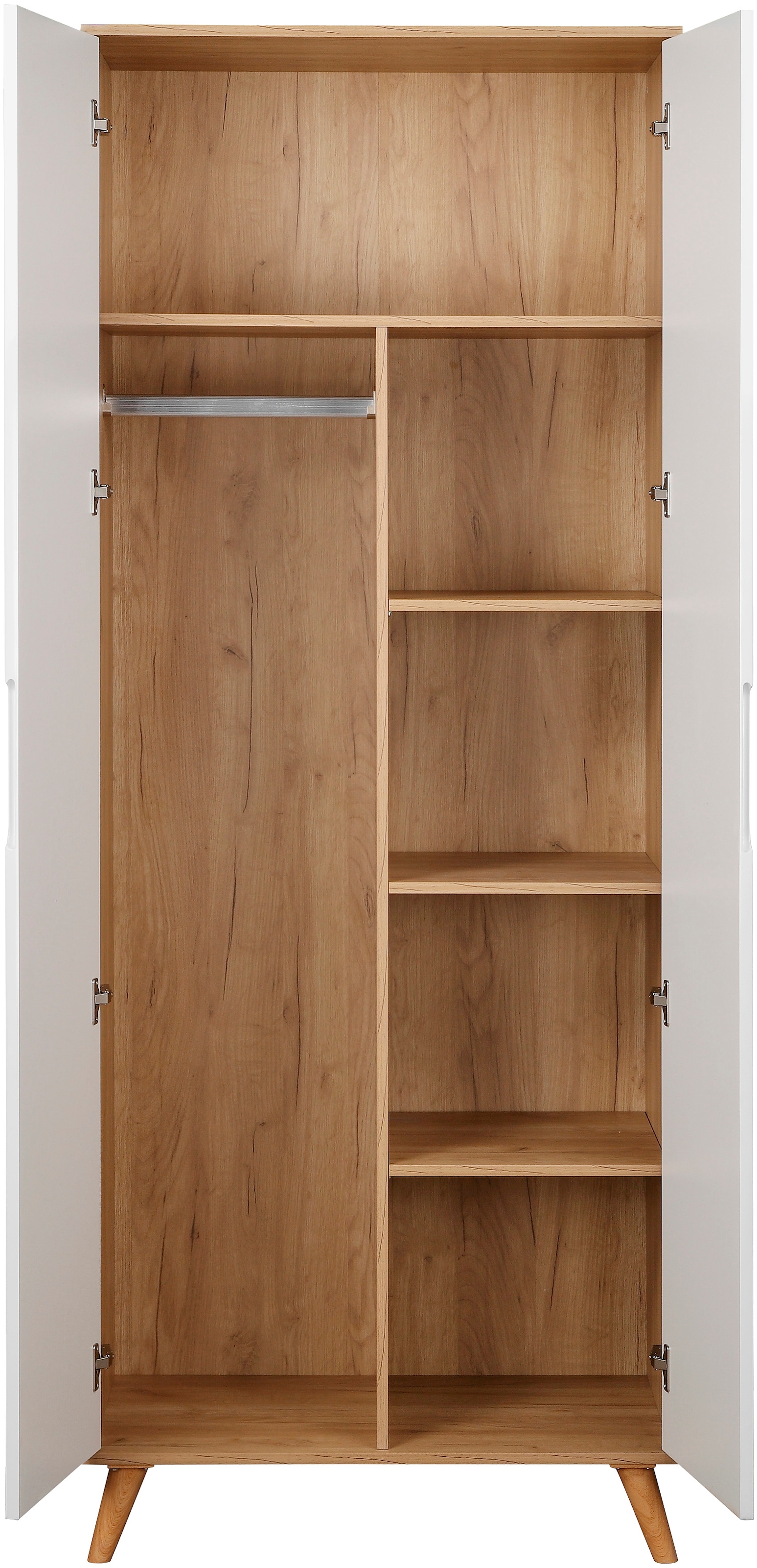 andas Kleiderschrank »Lund Schlafzimmerschrank Bestseller im skandinavischem Design«, Garderobenschrank mit Premium Innenausstattung, Breite 80 cm hochglanz