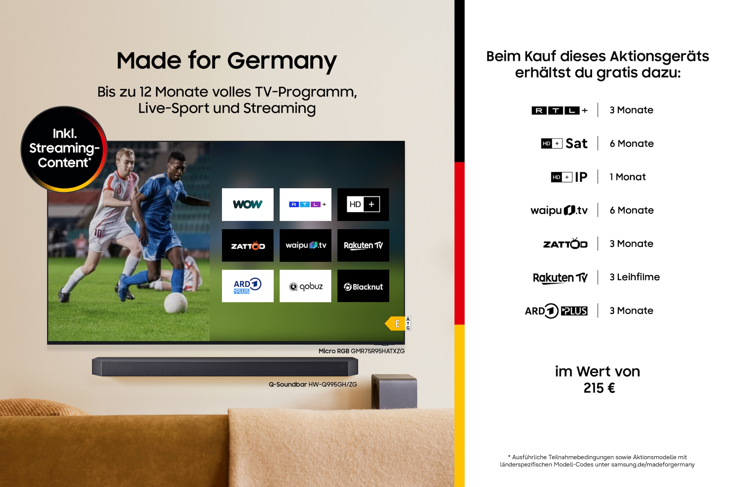 Samsung QLED-Fernseher »GQ75Q6FAAU« 189 cm/75 ″ Smart-TV Quantum HDR, Knox Security, Art Store, 3D Sound, Gaming Hub, AI TV