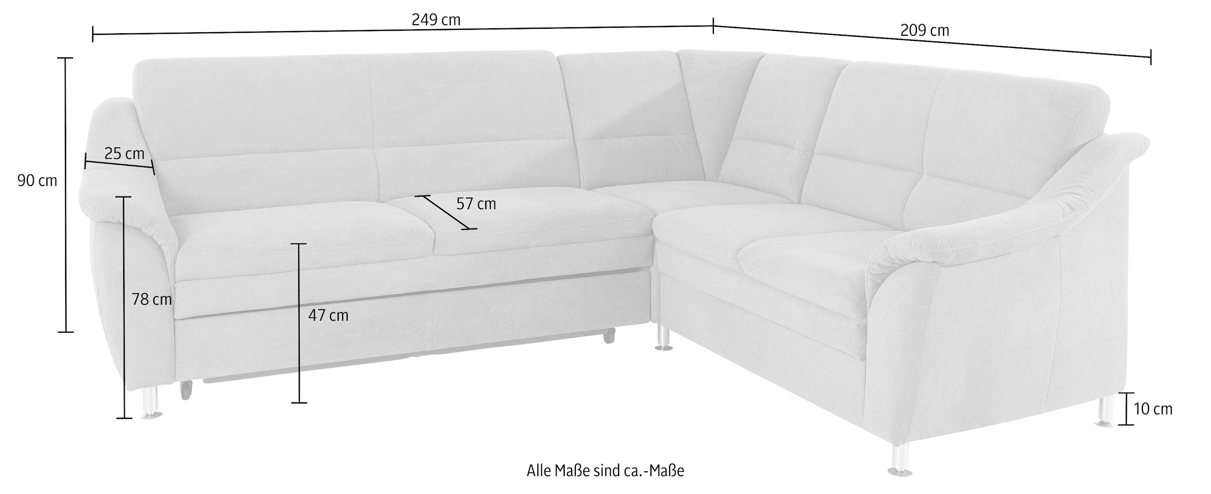 Places of Style Ecksofa »Cardoso L-Form«, Federkern, wahlweise mit Bett, Schubkasten, teilweise Relaxfunktion