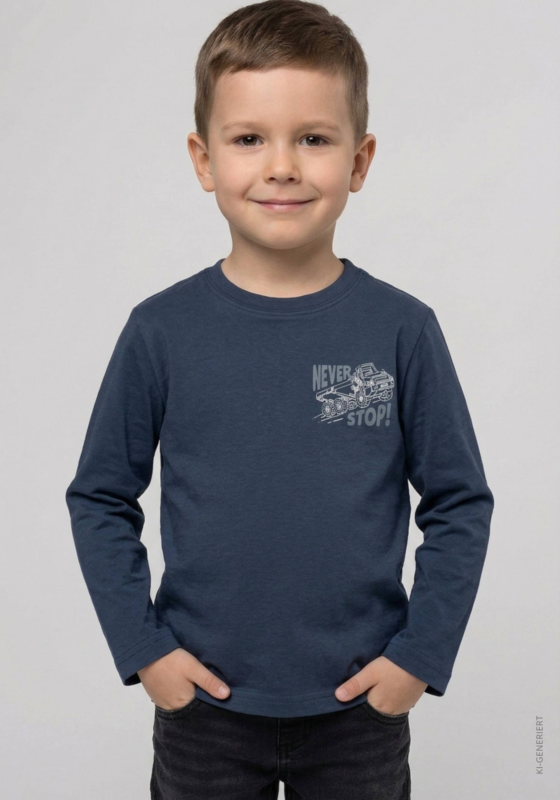 STACCATO Langarmshirt 2 2er Pack, mit Kran-Bagger-Motiv, für Boys