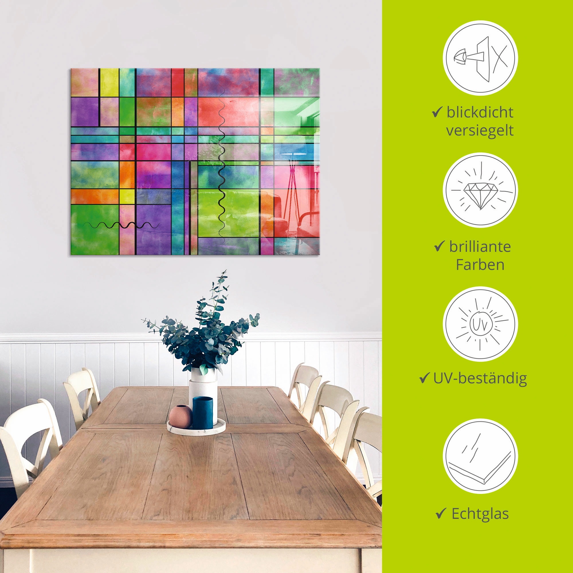 Artland Glasbild »Bunt Abstrakt«, Muster, (1 St.), in verschiedenen Größen
