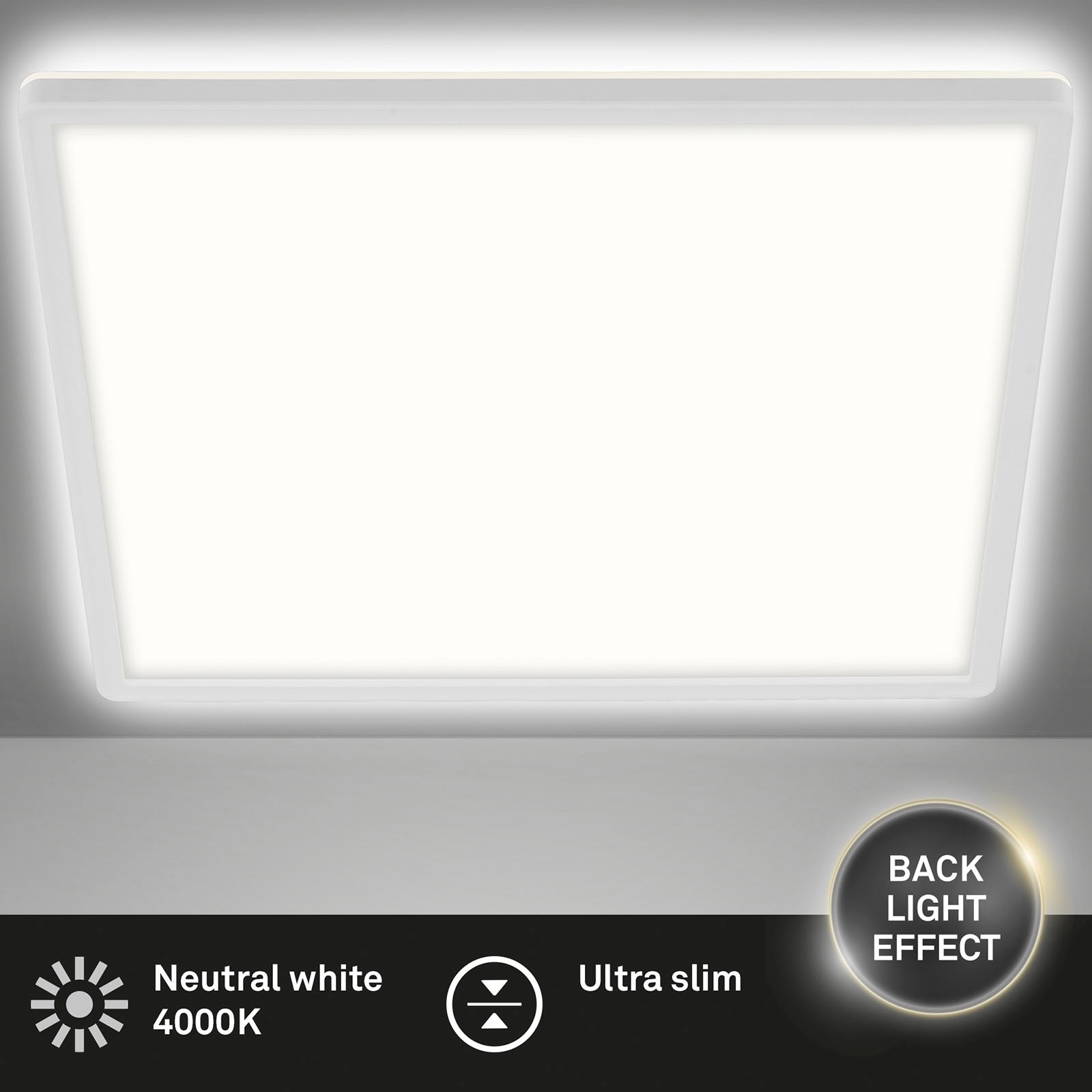 Briloner Leuchten LED Panel »7156416 SLIM«, Deckenlampe, 29,3x29,3x2,8cm, Weiß, 18W, Wohnzimmer, Schlafzimmer