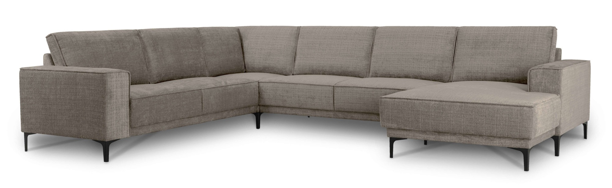 Places of Style Wohnlandschaft »XXL Sofa Oland, Struktur, Flachgewebe, Luxus-Microfaser, Boucle«, U-Form, 342 cm, Wellenunterfederung, Skandi-Design, Metallfüße