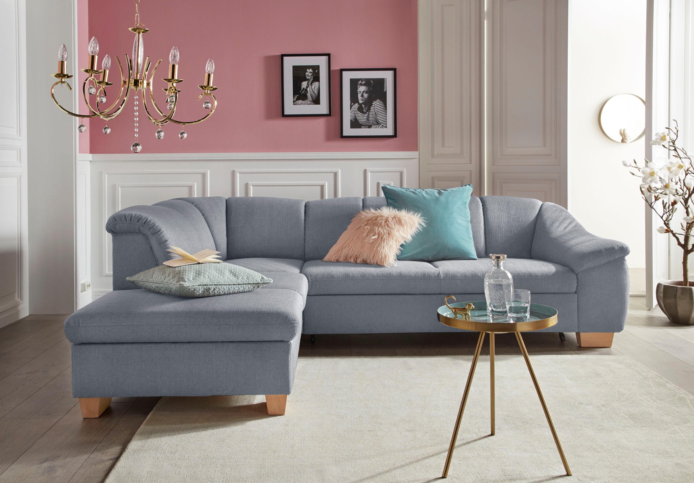 sit&more Ecksofa »Santo L-Form«, mit Federkern, wahlweise mit Bettfunktion günstig online kaufen