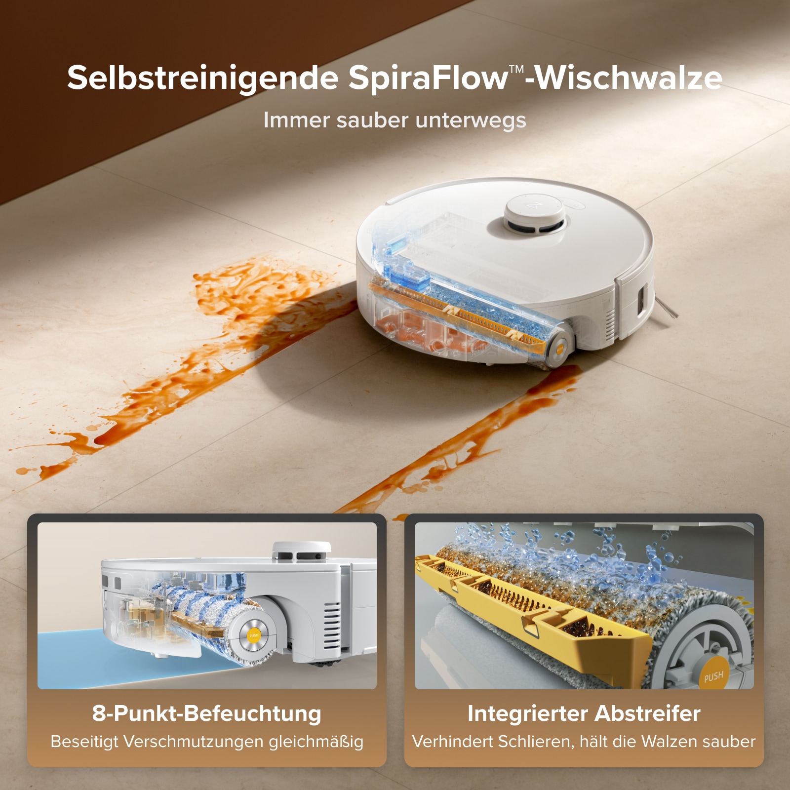 Roborock Saugroboter »Qrevo Curv 2 FlowX, White« Automatische Teppichschutz‑Walzenklappe