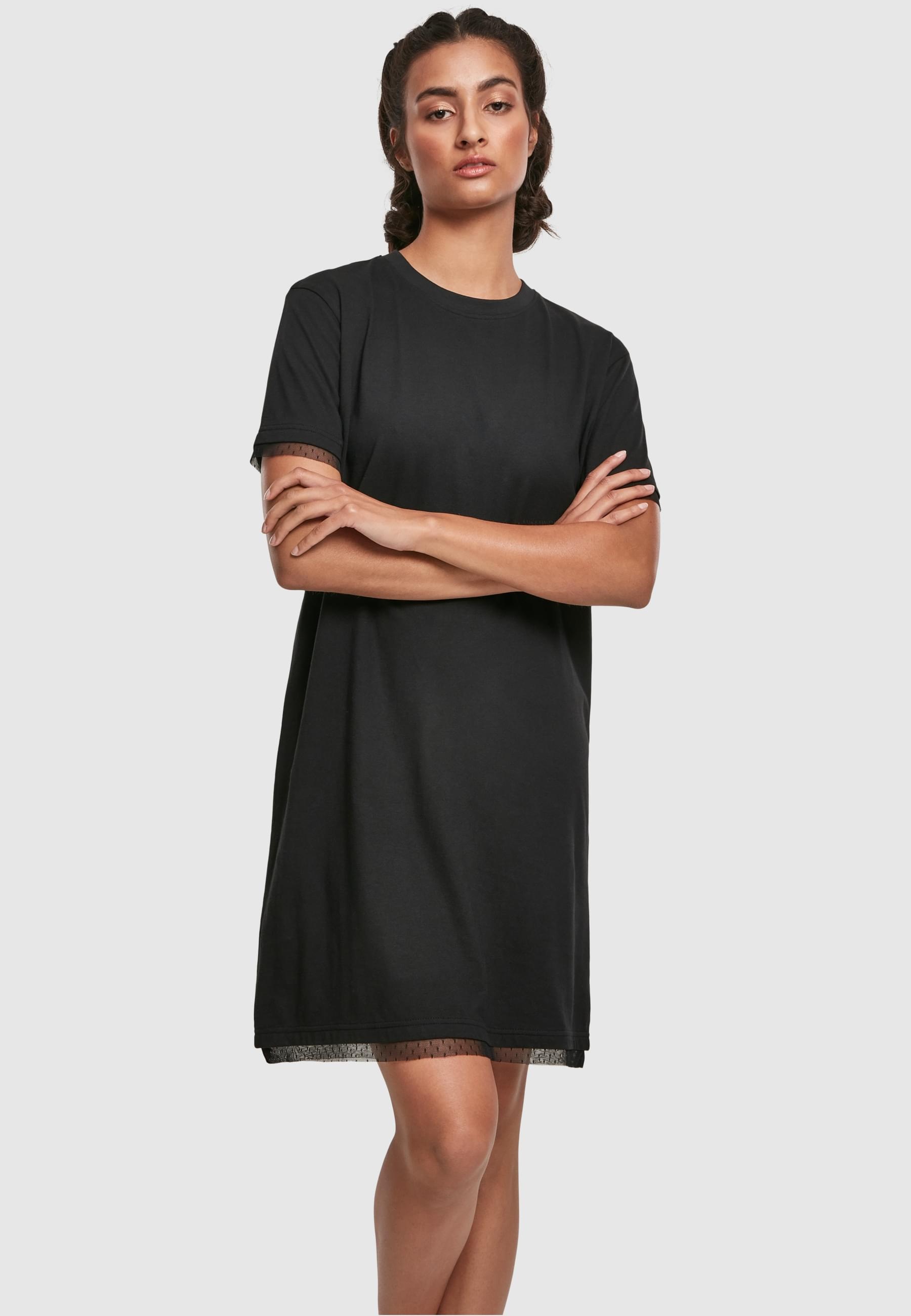 URBAN CLASSICS Shirtkleid »Urban Classics Damen Ladies Boxy Lace Hem Tee Dress« 1 Stk. tlg.