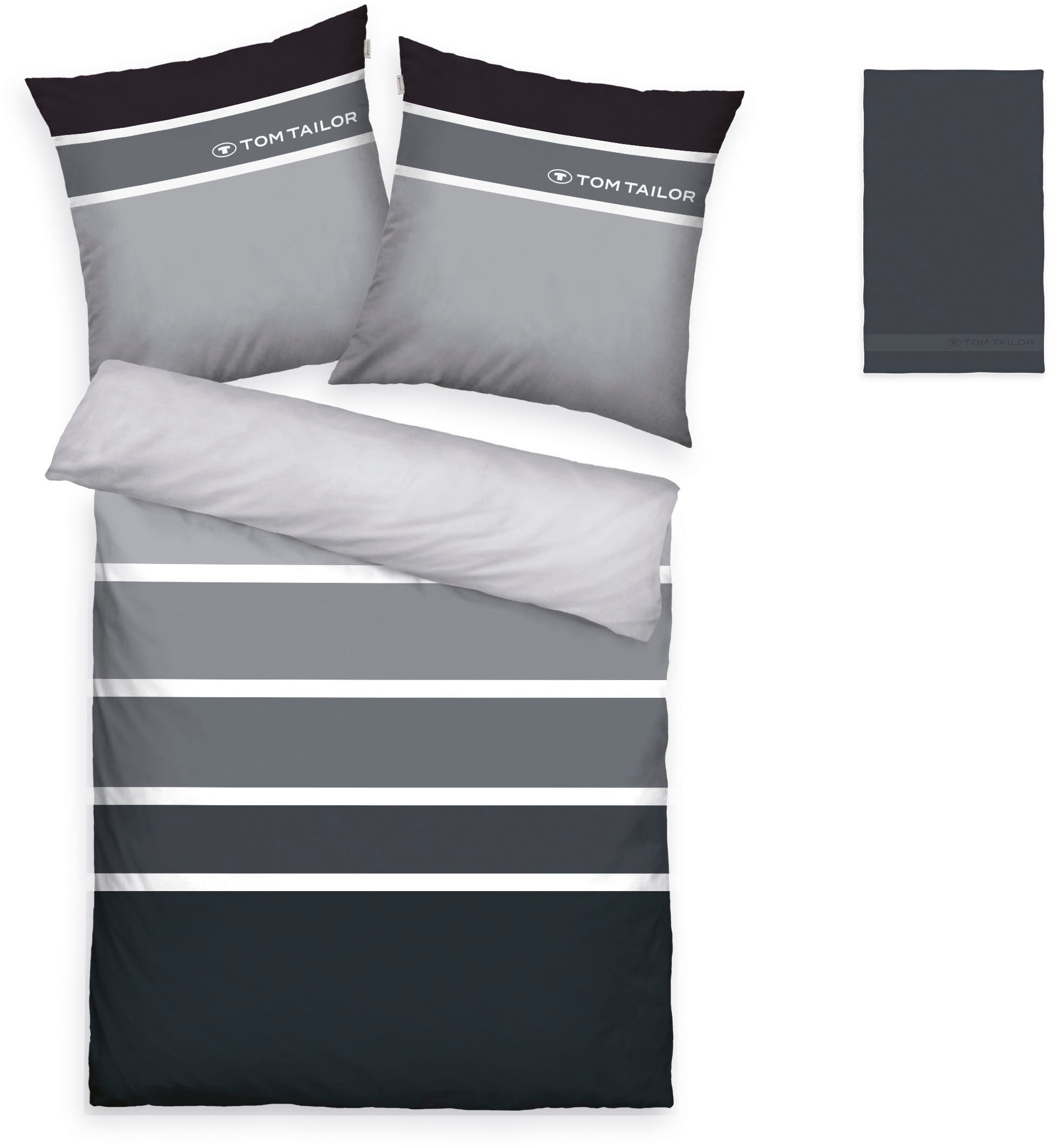 TOM TAILOR HOME Bettwäsche »Felix in Gr. 135x200 oder 155x220 cm«, mit GRATIS-Zugabe: Gästehandtuch (100% Baumwolle), mit Reißverschluss