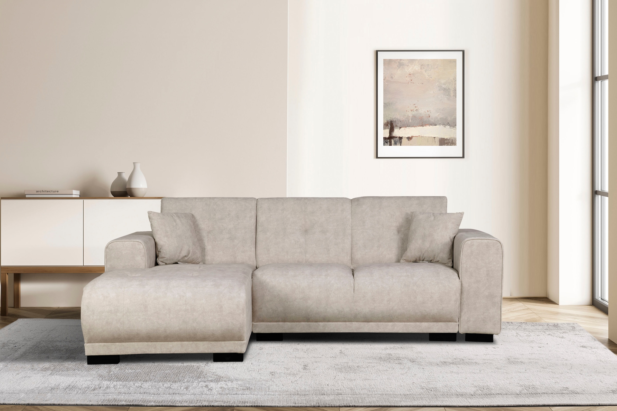 Home affaire Ecksofa »Langeland L-Form« incl. 2 Zierkissen, Recamiere wahlweise links oder rechts