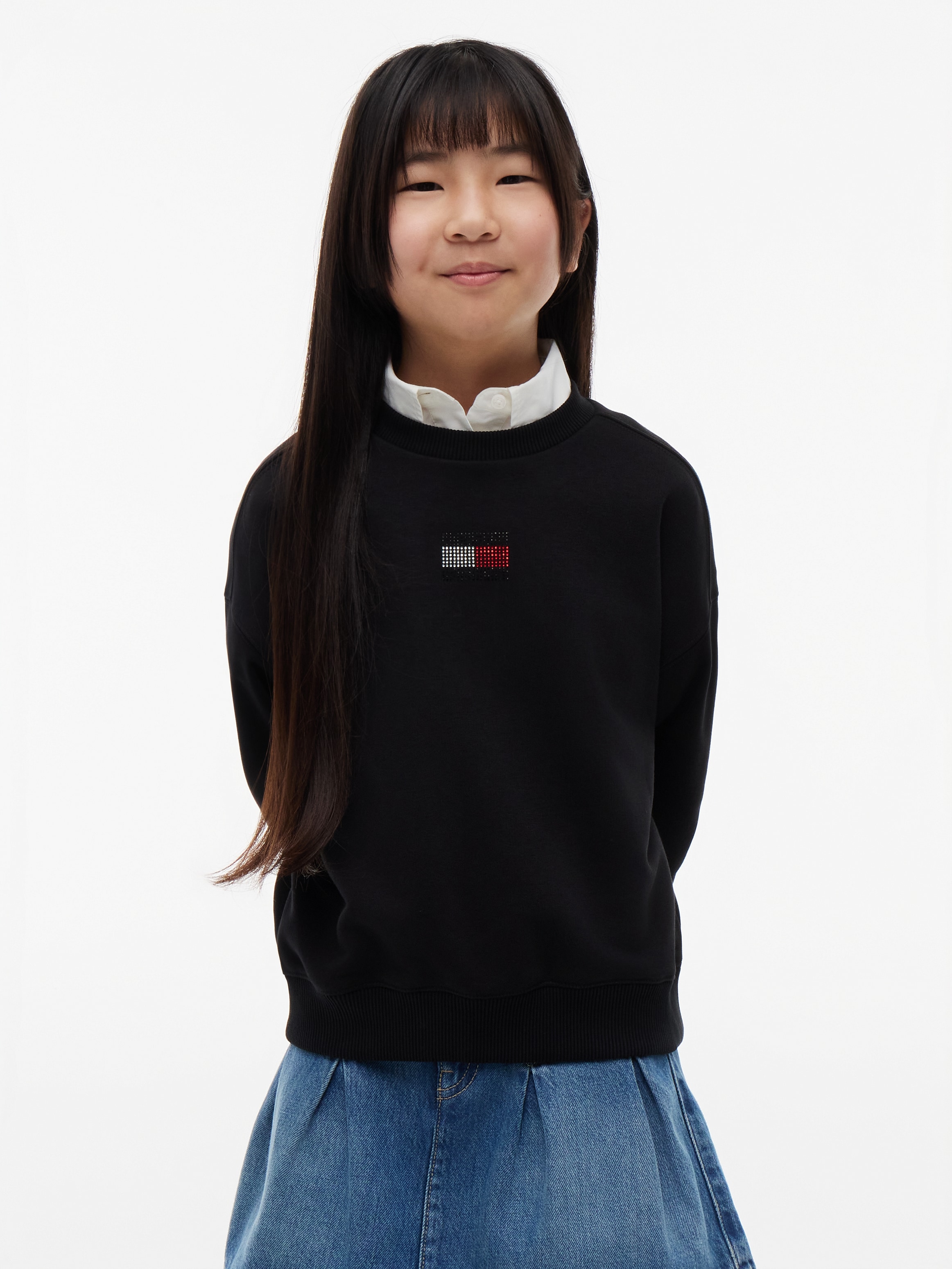 Tommy Hilfiger Sweatshirt , Glitzersteine, Rundhalsausschnitt, Regular Fit, Kinder bis 16 Jahre
