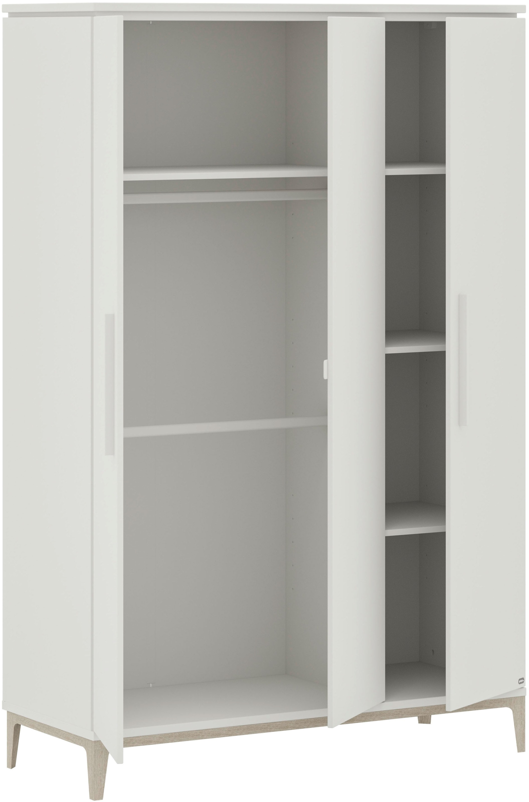 PAIDI Kleiderschrank »CUTIE LEA in Weiß, verschiedene Größen, Türen mit Soft-Close-Funktion« B/H/T ca. 95-131/200/52cm, mit 2 oder 3 Türen, Off-White,  stabiler Drehtürenschrank aus Holz, mit Kleiderstangen & Einlegeböden