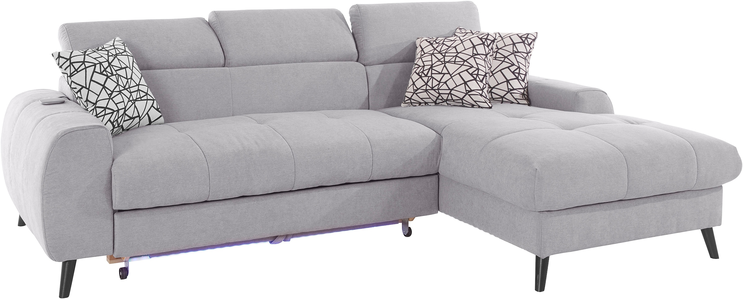 COTTA Ecksofa »Mia L-Form«, 3-tlg.-Kissen-Set, Recamiere, wahlweise mit oder ohne RGB-Beleuchtung