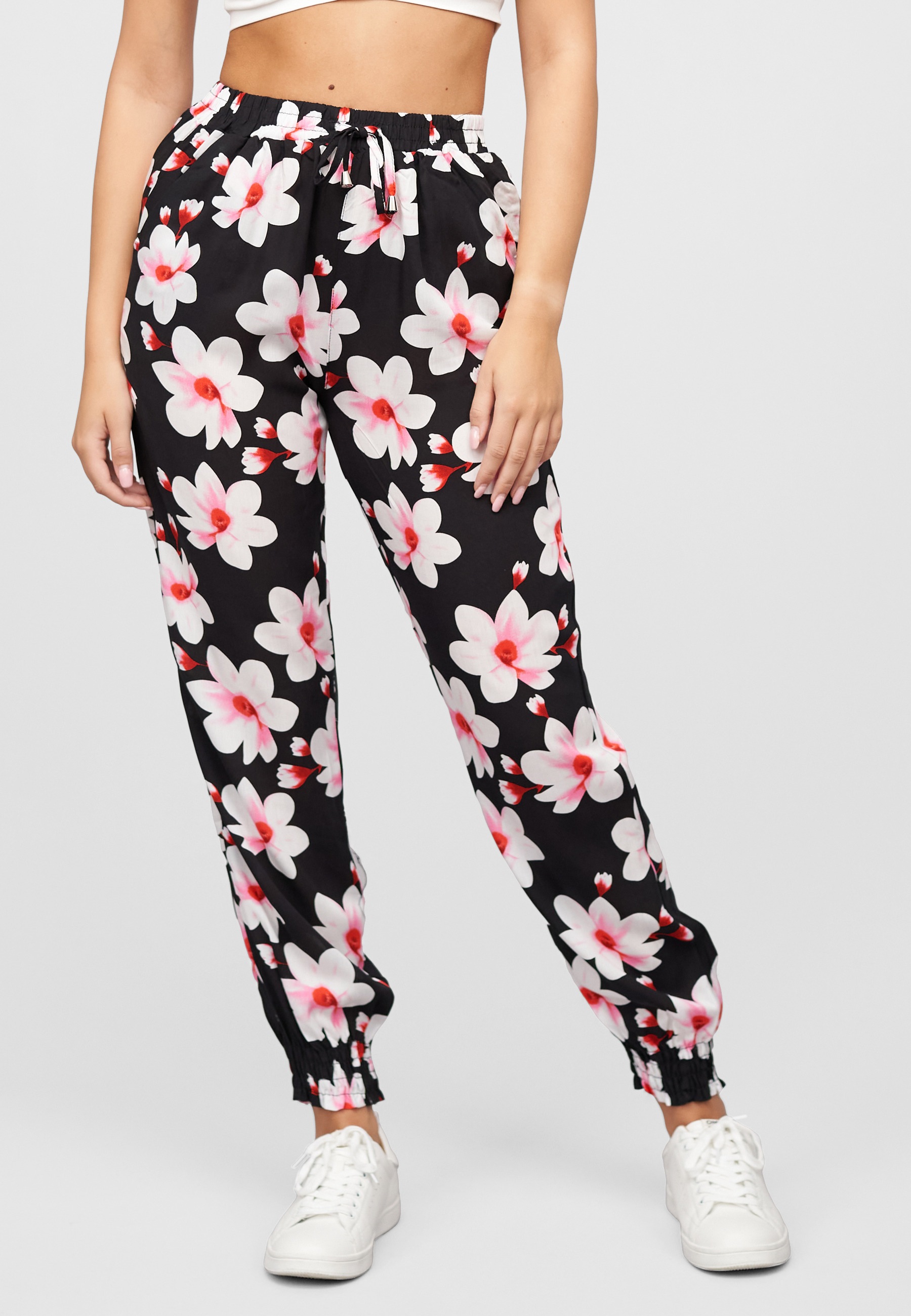 CLOUD 5IVE Stoffhose »CLOUD 5IVE Viskose Hose mit Bündchen 2-Pockets & Big Flowers«