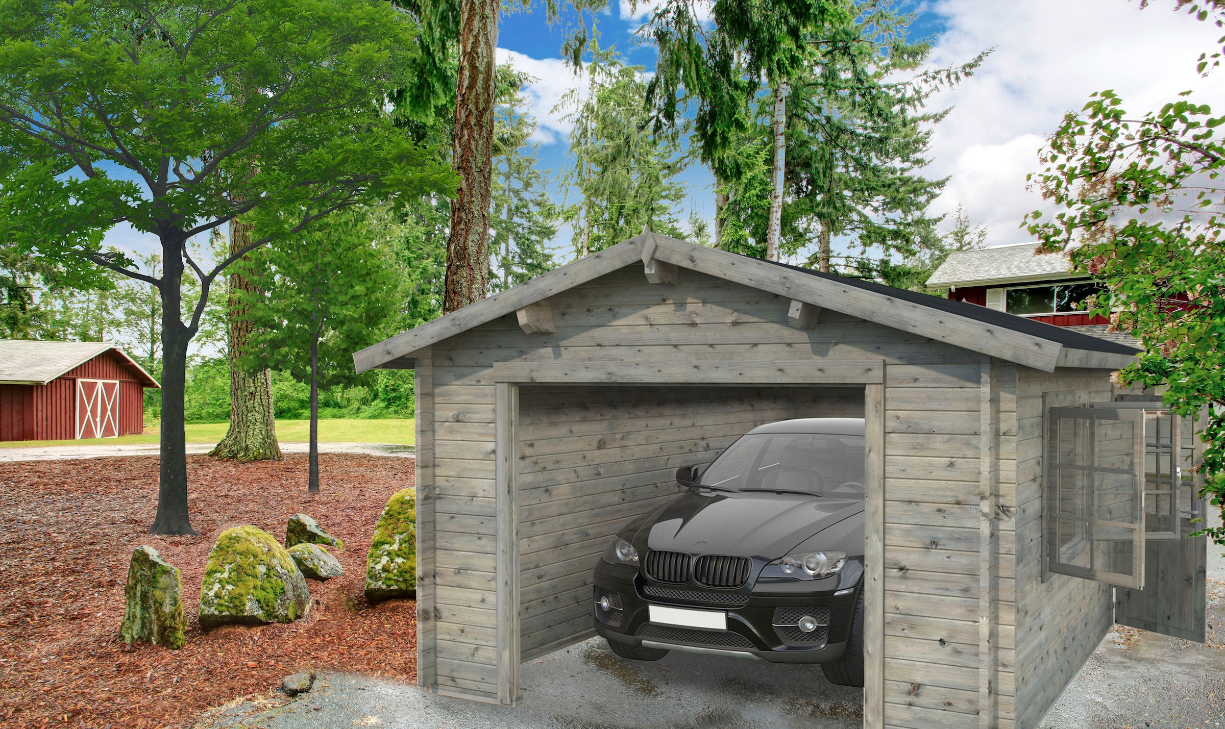 Palmako Garage »Irene/Roger«, BxTxH: 426x598x276 cm, ohne Tor, grau