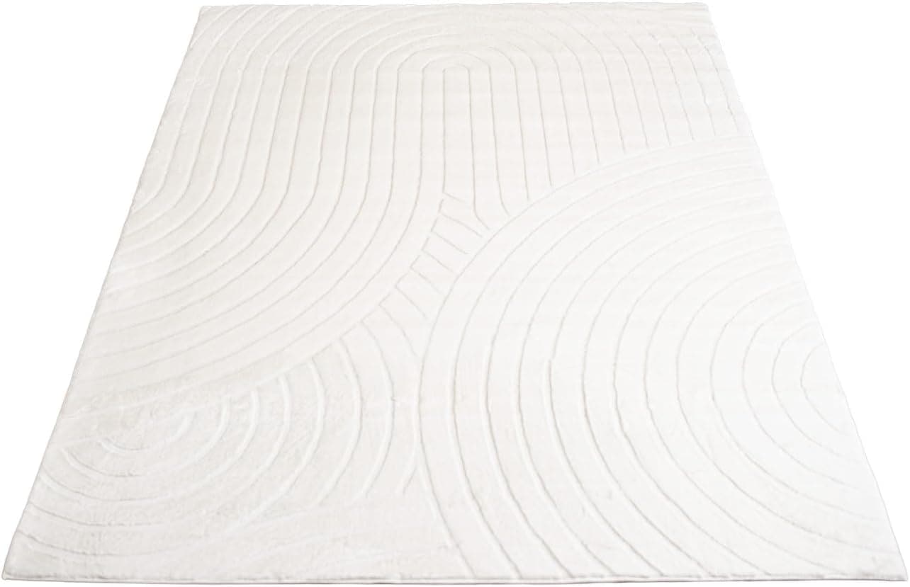 Carpet City Teppich »WAVES 501« rechteckig 12 mm Höhe Kurzflor, Hochtief-Muster/ 3D-Effekt, Uni, Wohnzimmer, Schlafzimmer