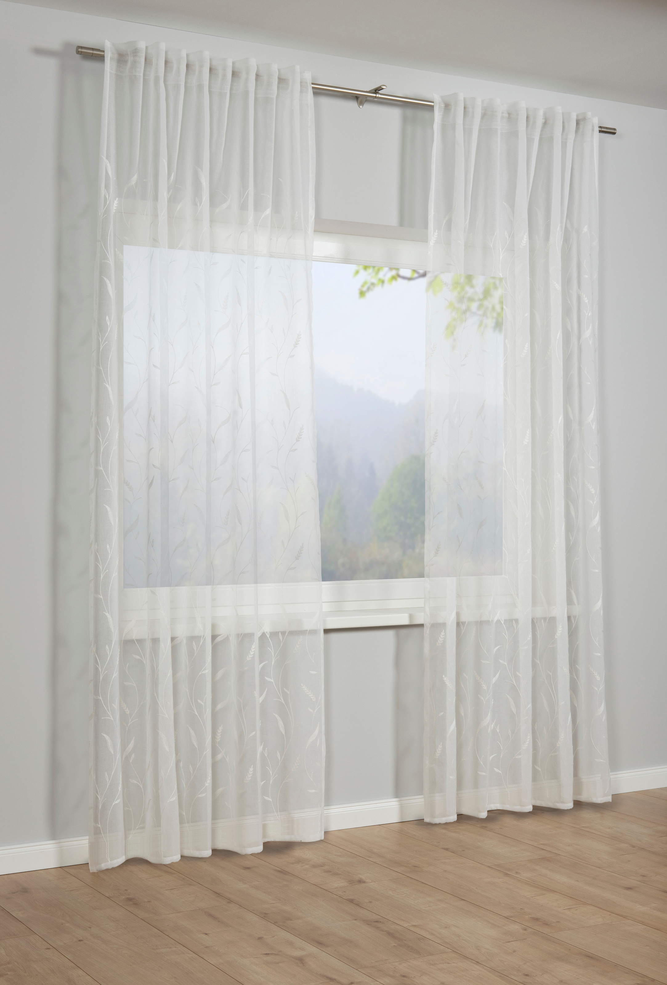 Gardine »Schal Dolly-Voile Ranke«, (1 St.), mit Gardinenband und verdeckten günstig online kaufen