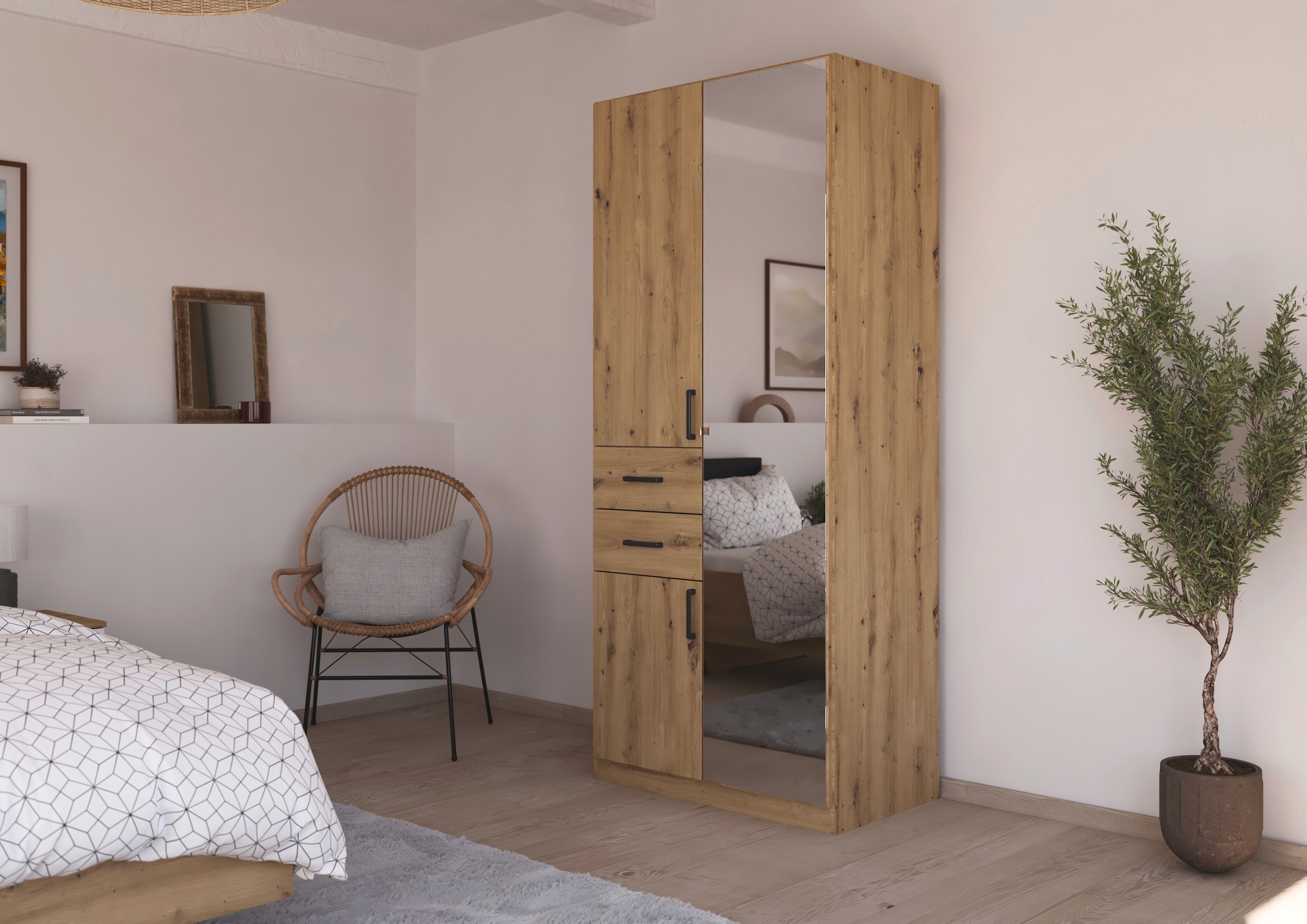 rauch Drehtürenschrank "Maika" mit Spiegel, 2 Schubladen, in verschiedenen günstig online kaufen