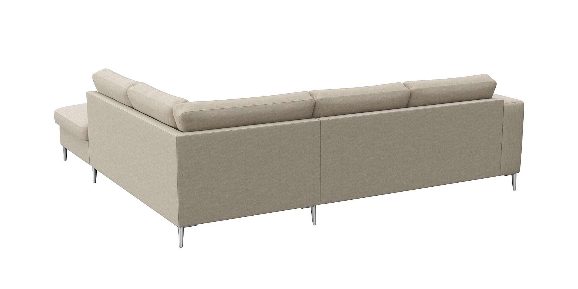 FLEXLUX Ecksofa »Fiore, L-Form«, breite Armlehnen, Füße alufarben, B/T 241/225 cm, Kaltschaum im Sitz