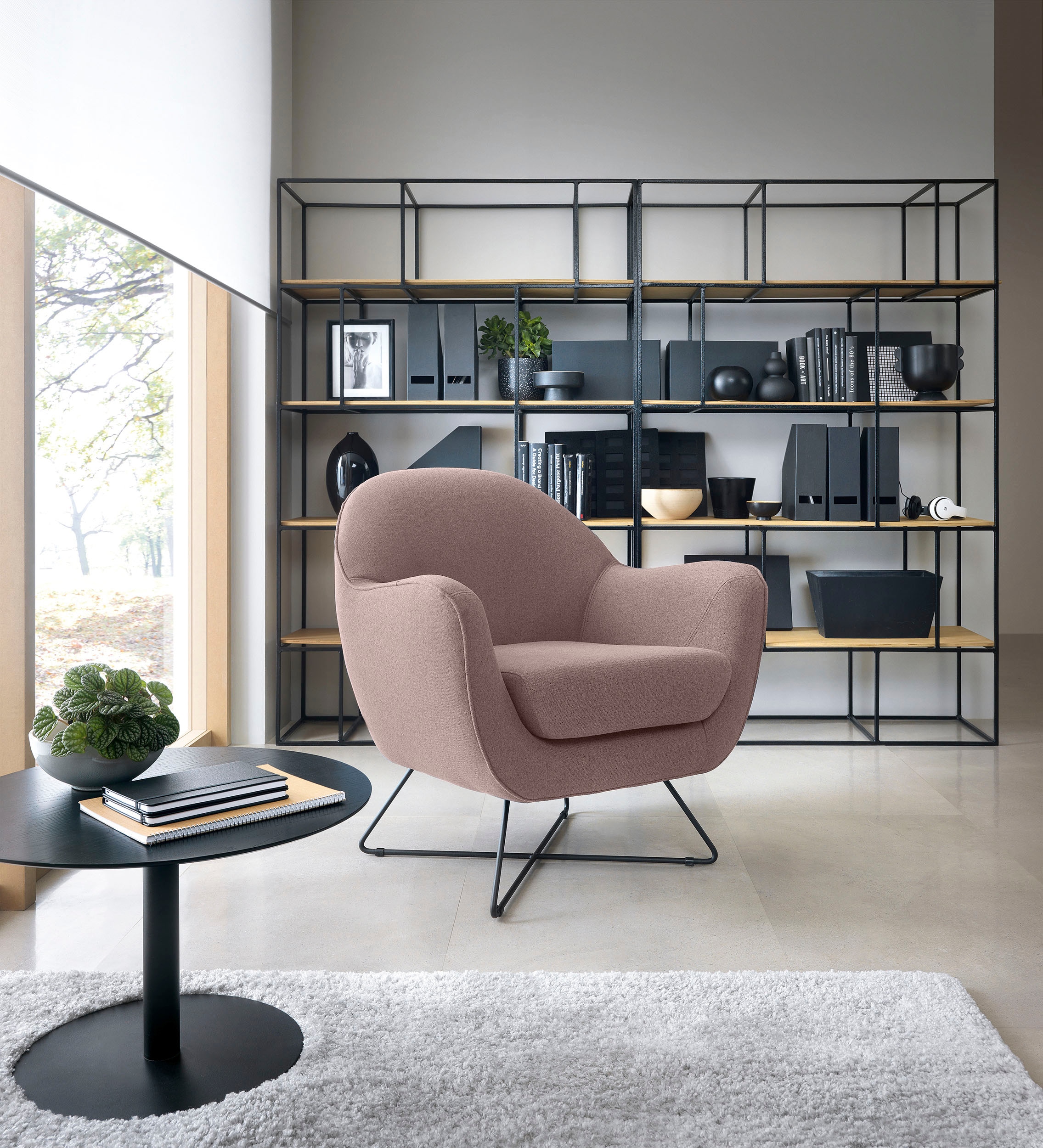 TRENDMANUFAKTUR Sessel »Evora, Loungesessel, Designsessel«, in zeitlosem Stil mit modernem Metallgestell