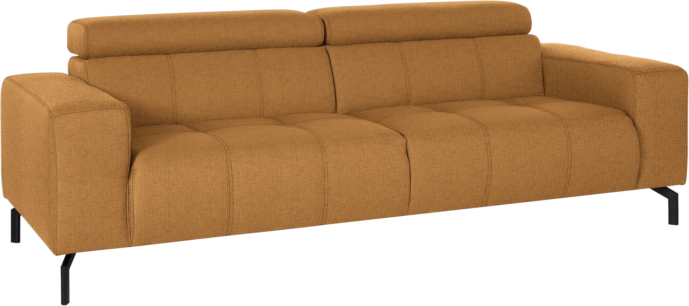 DOMO collection 2,5-Sitzer »Cunelli zeitlos und elegant, moderne Sitznähte als Designelement,«, wahlweise mit 6-fach verstellbaren Kopfteilen, fester Sitzkomfort