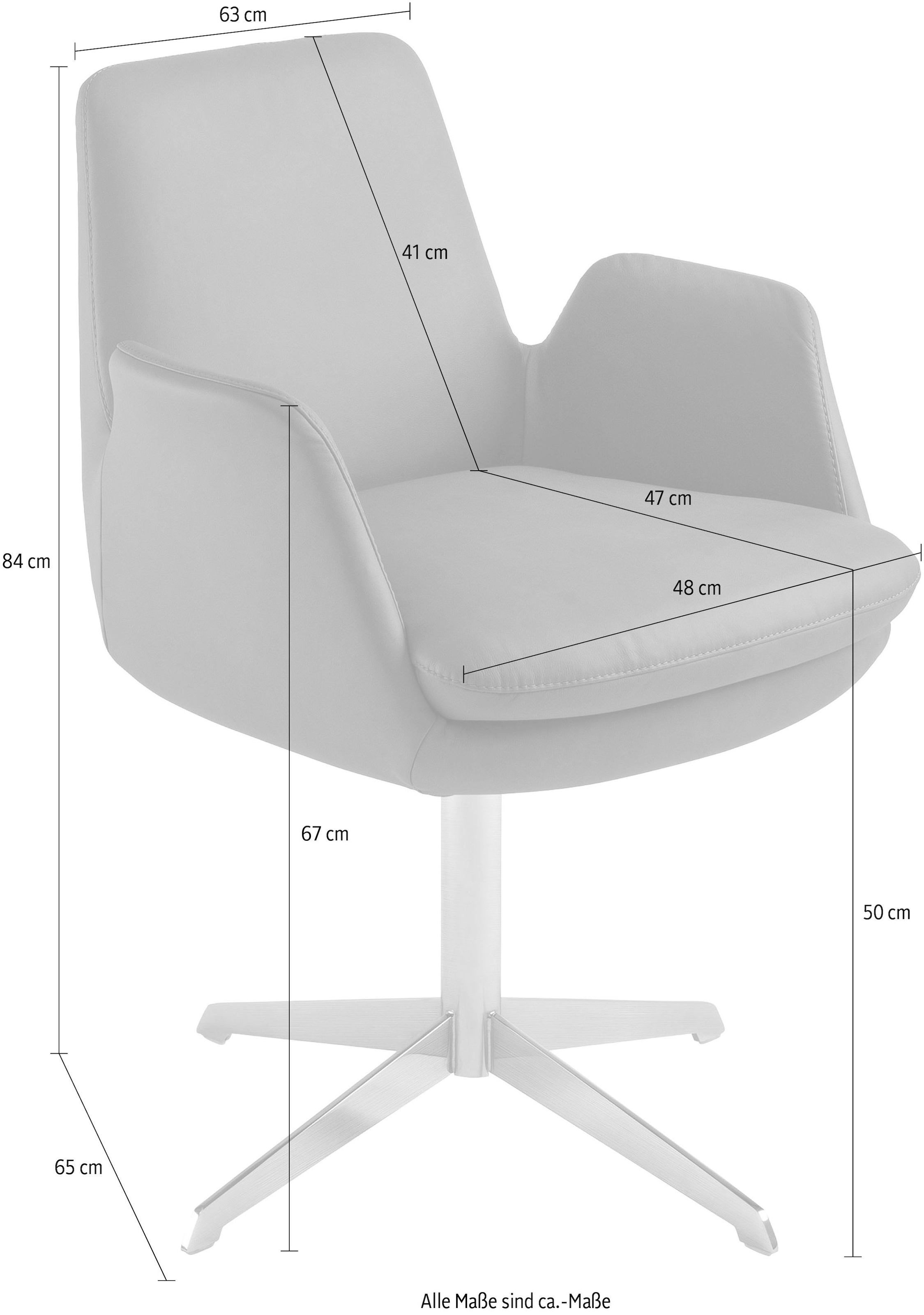 K+W Komfort & Wohnen Drehstuhl »Cube«, Leder CLOUD, Rückholfunktion, Untergestell schwarz