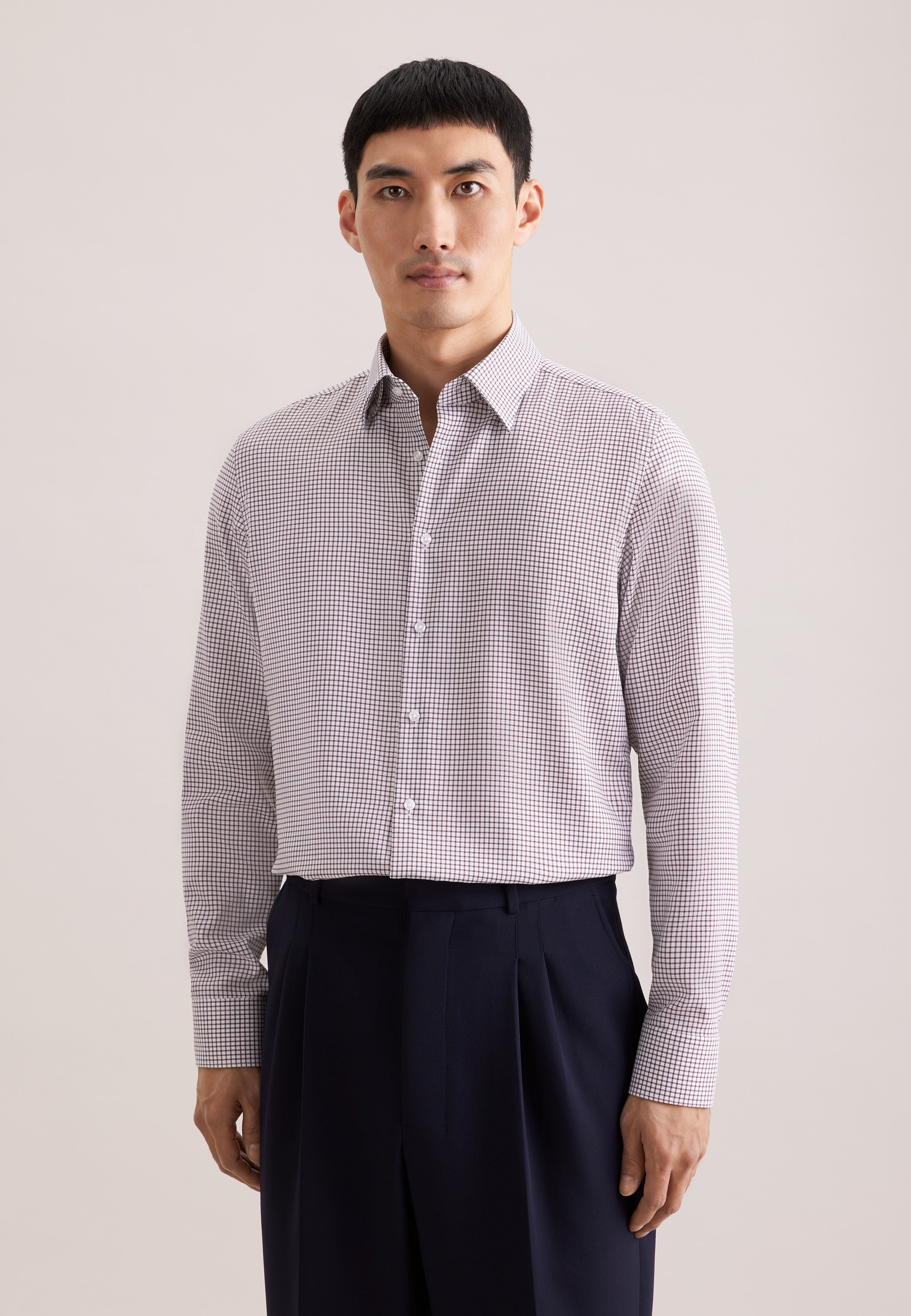 seidensticker Businesshemd »Schwarze Rose« Slim 1/1 Covered-Button-Down-Kragen Karo