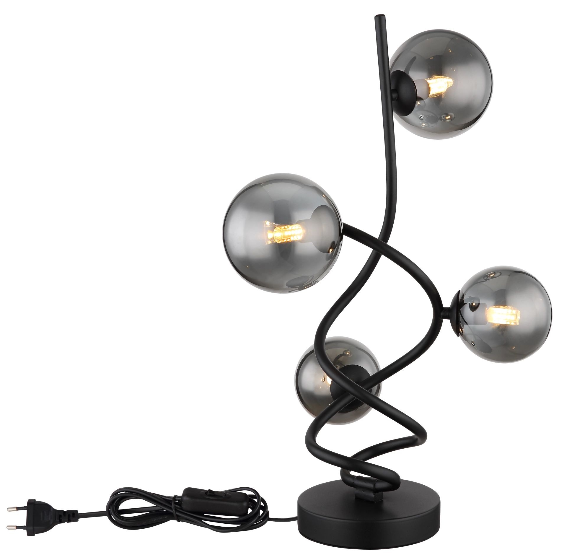 GLOBO LIGHTING LED Tischleuchte »RIHA«, 4 flammig, Leuchtmittel G9 | LED wechselbar, vier glatte Rauchkugeln