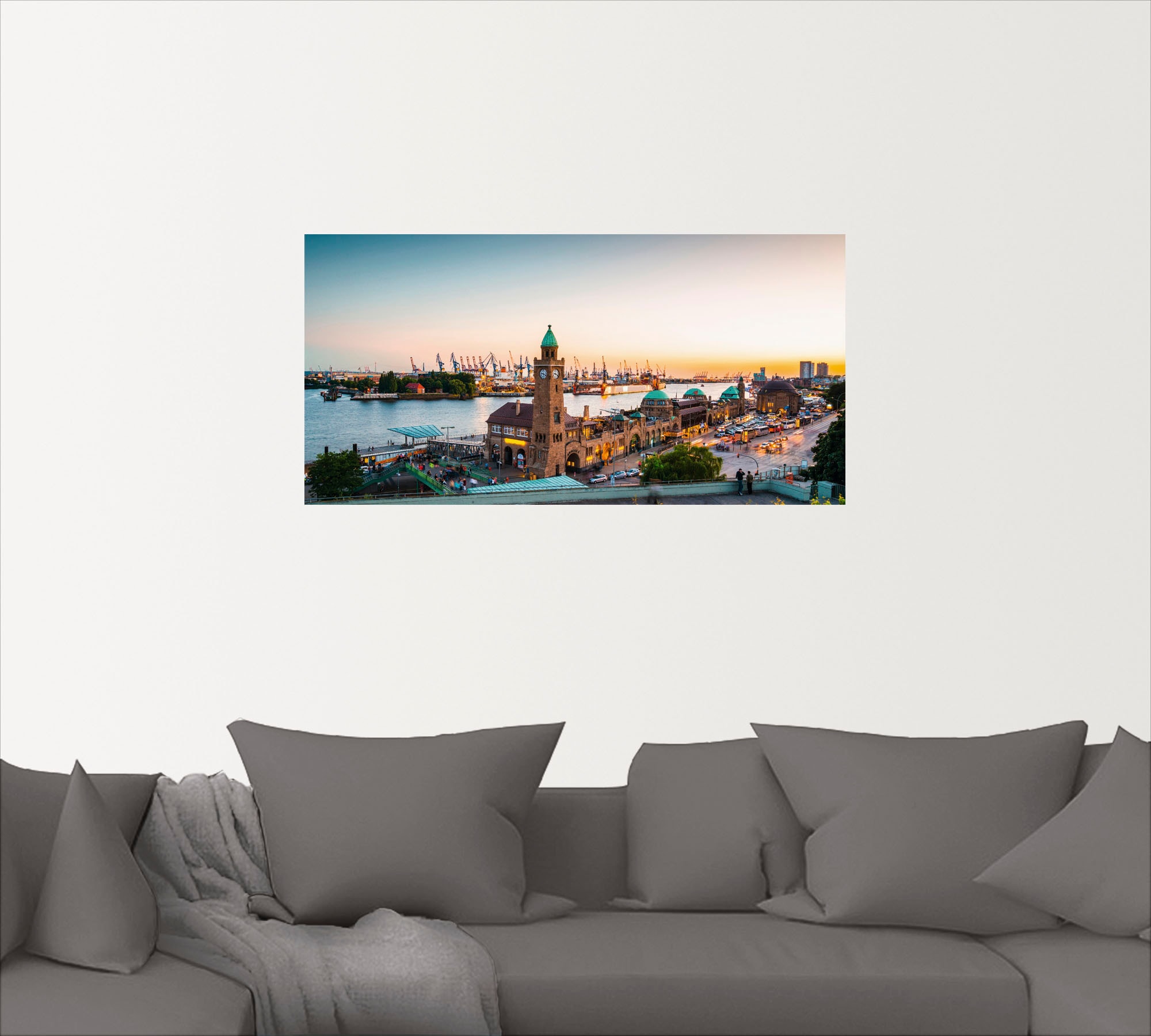 Artland Wandbild »Hamburg Hafen und Landungsbrücken«, Deutschland, (1 St.), günstig online kaufen