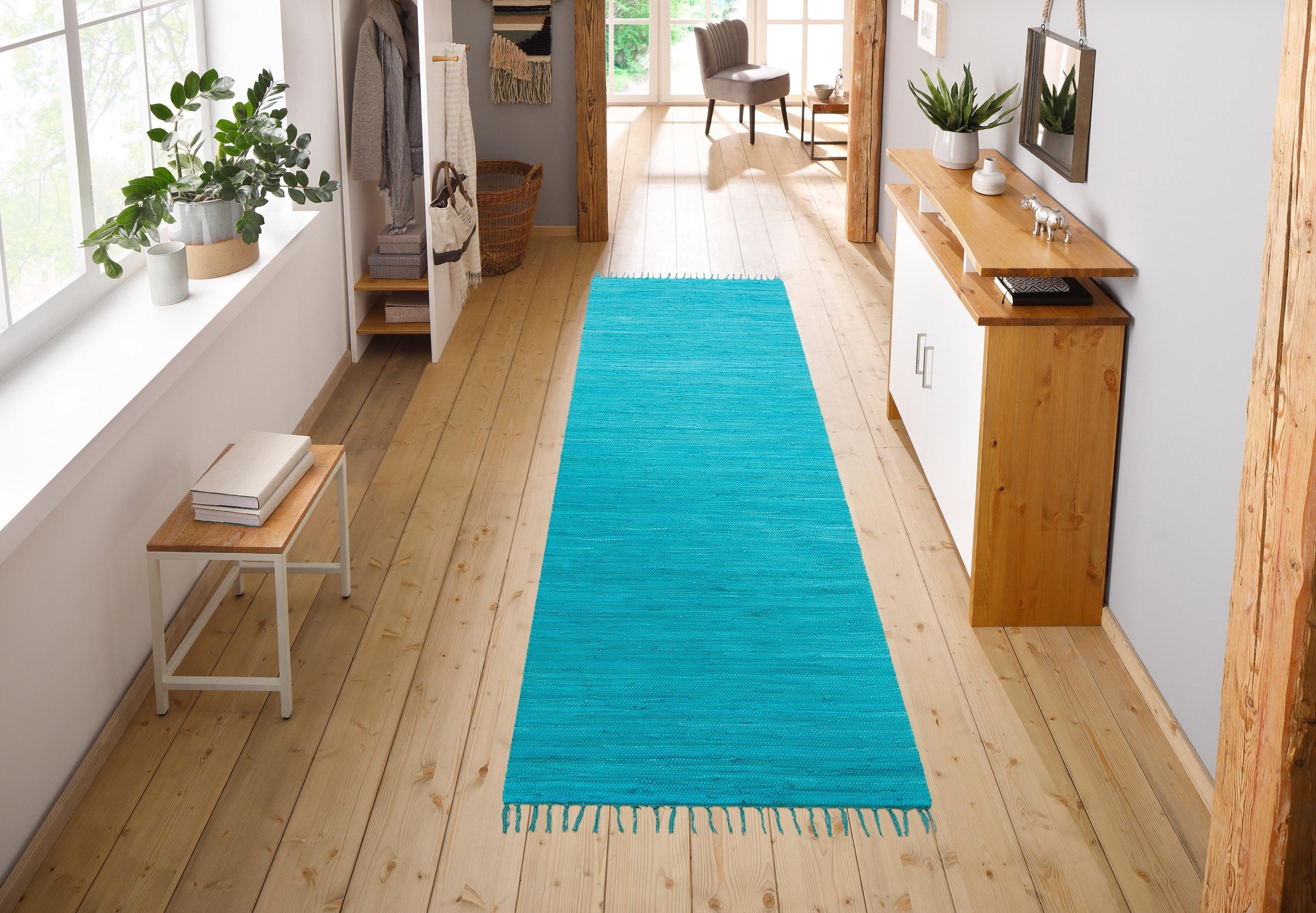 OTTO home Wollteppich »Ares« rechteckig 5 mm Höhe Uni Farben, handgewebt, m günstig online kaufen