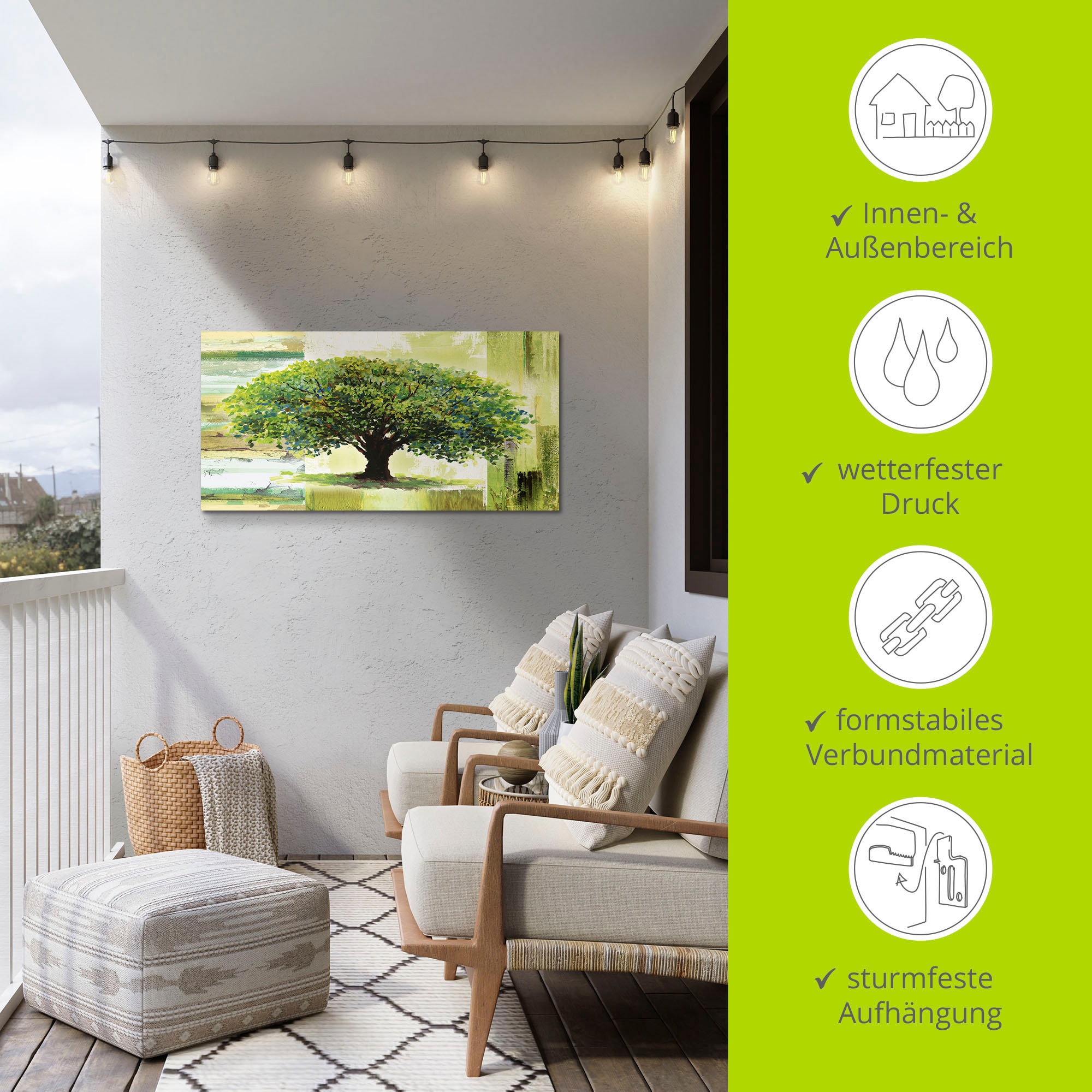 Artland Wandbild »Frühlingsbaum auf abstraktem Hintergrund«, Bäume, (1 St.), als Alubild, Outdoorbild, Leinwandbild, Poster in verschied. Größen