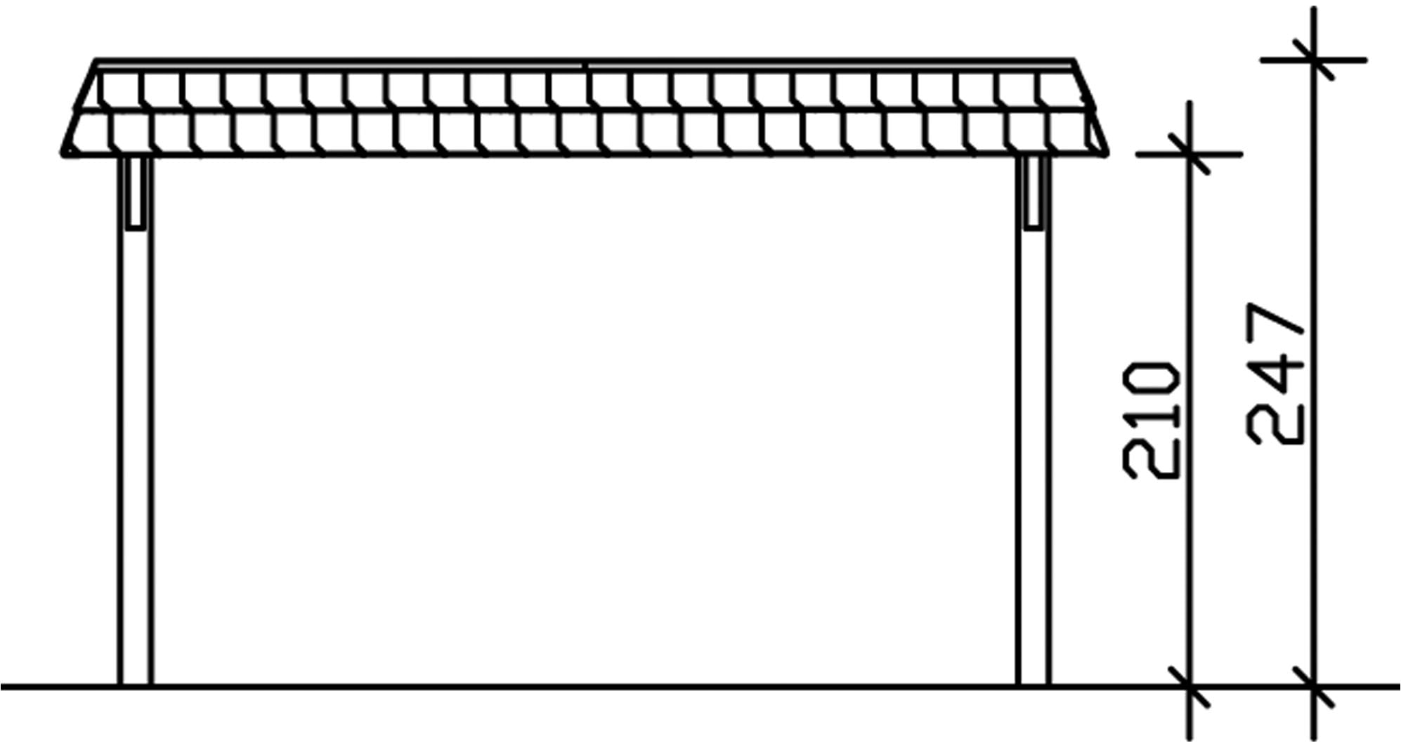 Skanholz Einzelcarport »Wendland«, Leimholz-Fichte, 341 cm, Schiefergrau, mit Aluminiumdach, rote Blende