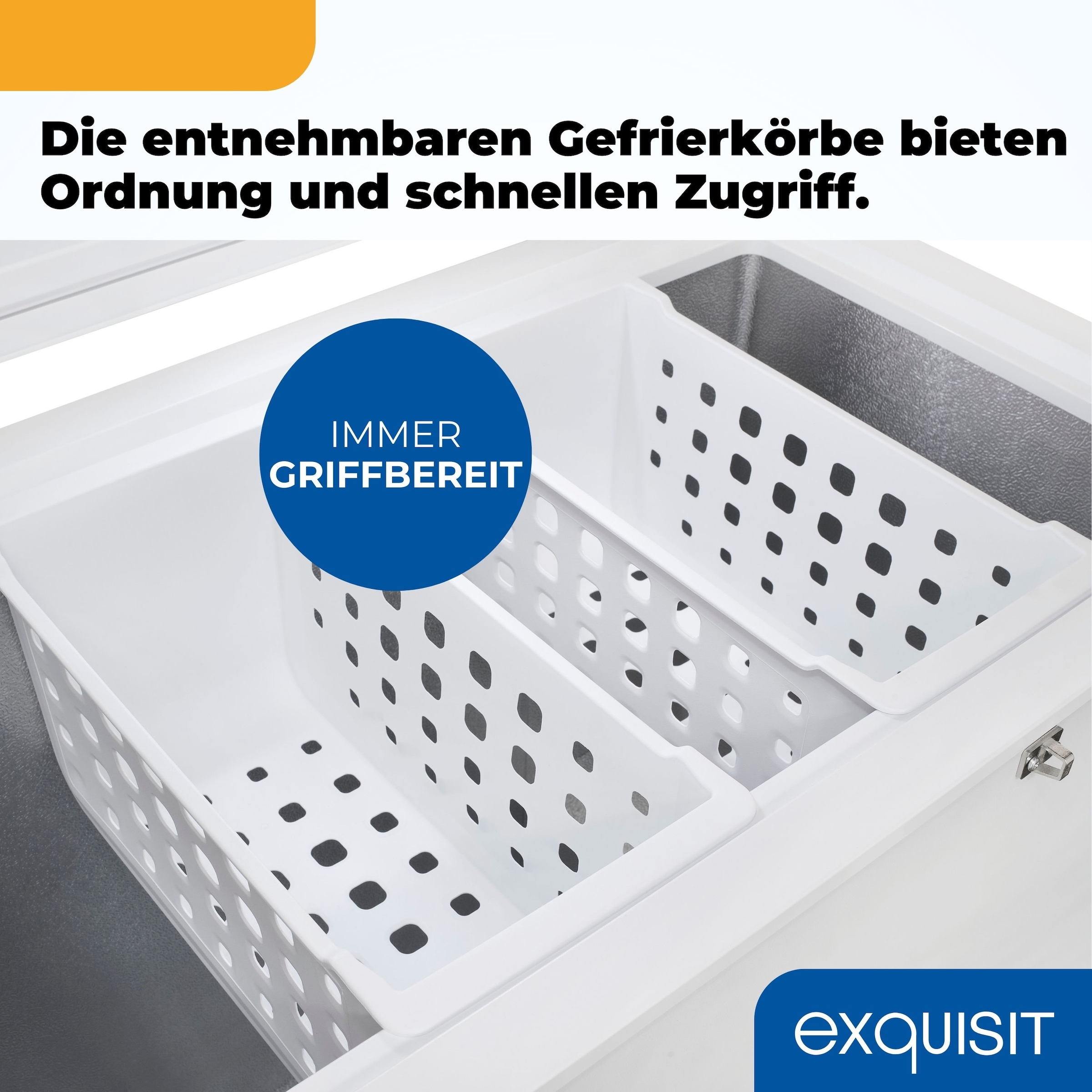 exquisit Gefriertruhe »GT201-HE-040E weiss« 88,6 cm hoch 93,4 cm breit Kompaktes Kühlen und Gefrieren – platzsparend in einem Gerät.