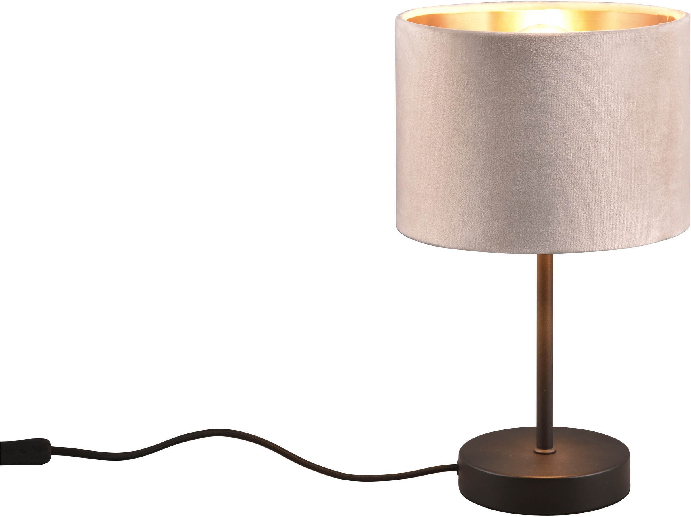 my home Tischlampe »JOSIE«, Tischlampe mit Samtschirm beige / innen gold Hö günstig online kaufen