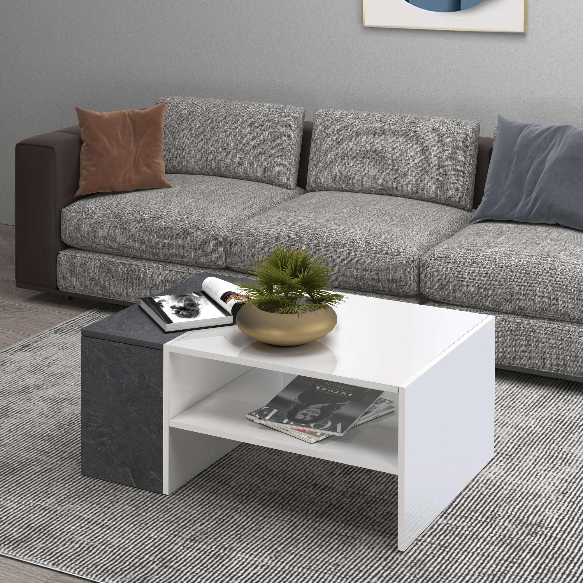 INOSIGN Couchtisch »Coro, Couchtisch, Couchtisch mit seitlichem Stauraum,Sofatisch«, Länge 90 cm, mit zwei Ablagefächern davon eines geschlossen