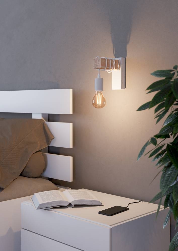 EGLO Wandleuchte »TOWNSHEND«, 1 flammig, Leuchtmittel E27 | ohne Leuchtmittel, Vintage Wandleuchte im Industrial Design, Retro Lampe, Stahl, Holz