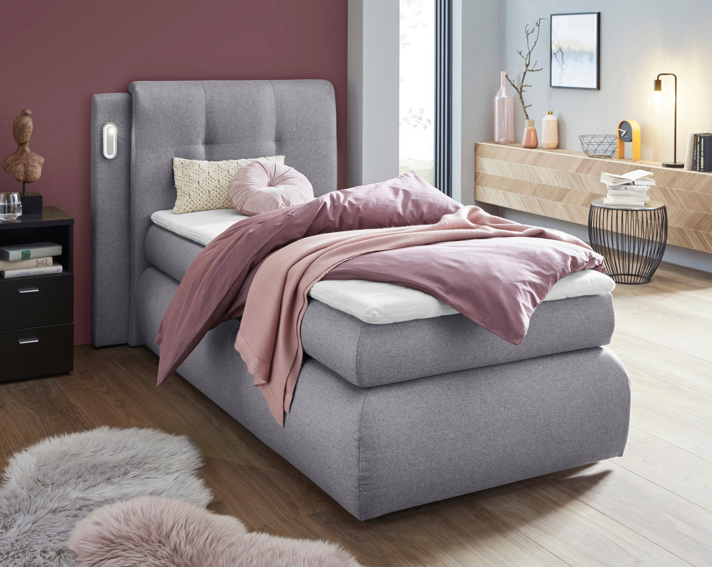 Boxspringbett »Borna«, inklusive Bettkasten, LED-Beleuchtung und Topper