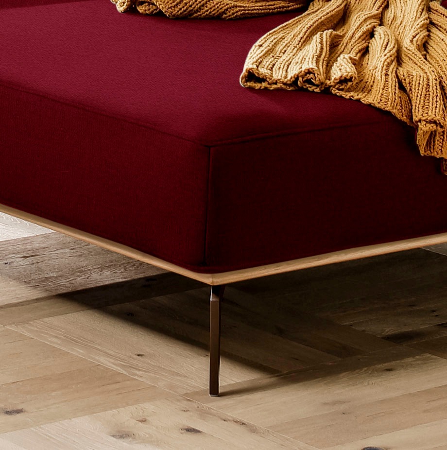 W.SCHILLIG Ecksofa »run, Designsofa mit tollem Sitzkomfort, bequem, L-Form«, mit Holzsockel, Füße in Bronze pulverbeschichtet, Breite 319 cm
