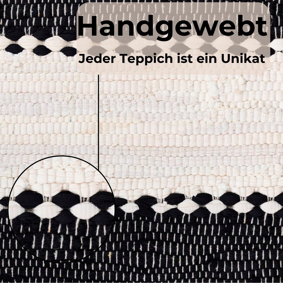 my home Teppich »Benja«, rechteckig, 10 mm Höhe, Handweb Teppich, gestreift, 90% Baumwolle, handgewebt, mit Fransen