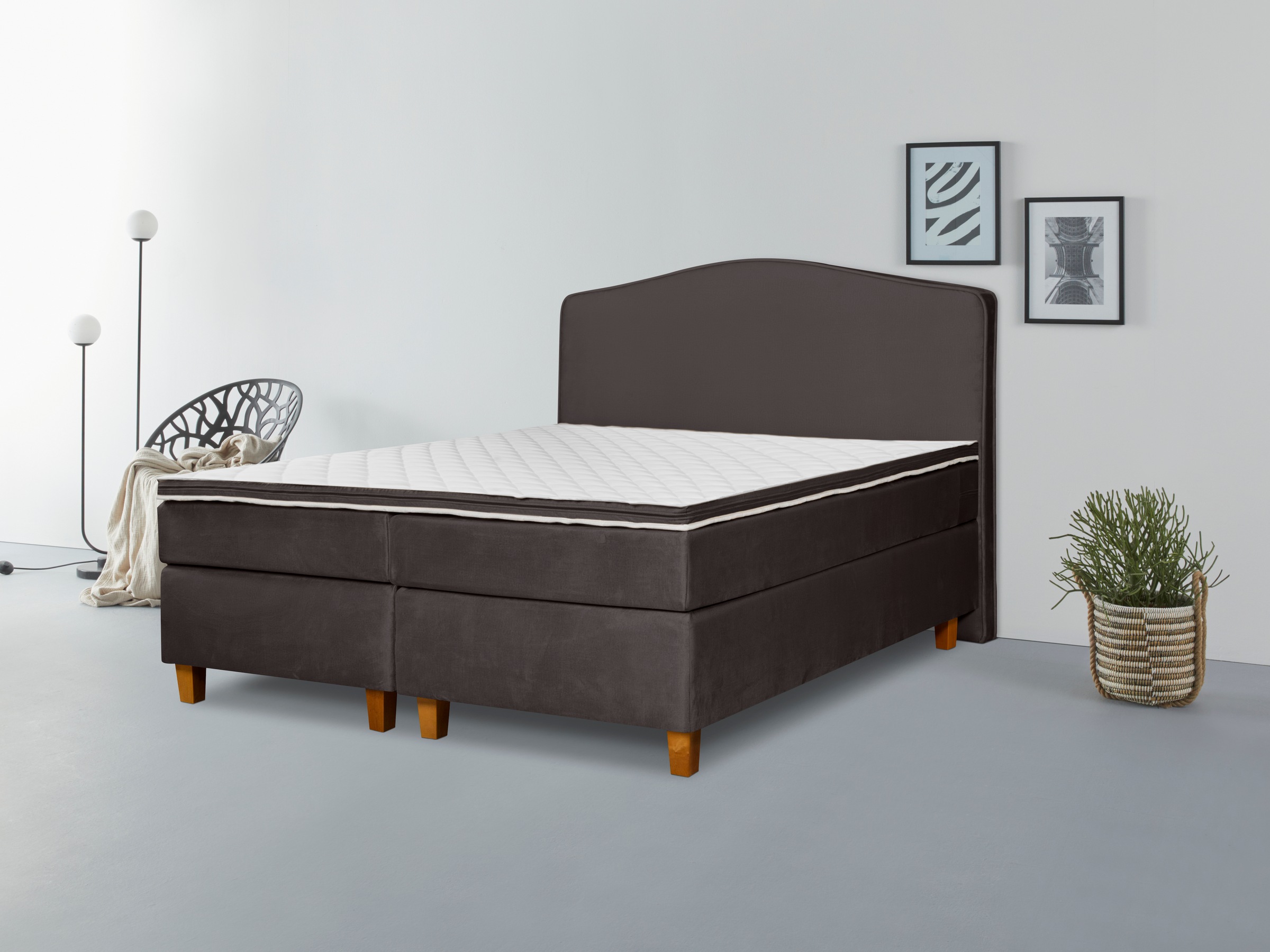 INOSIGN Boxspringbett »Jalma«, Füße aus massiver Birke ; Inkl. Topper günstig online kaufen