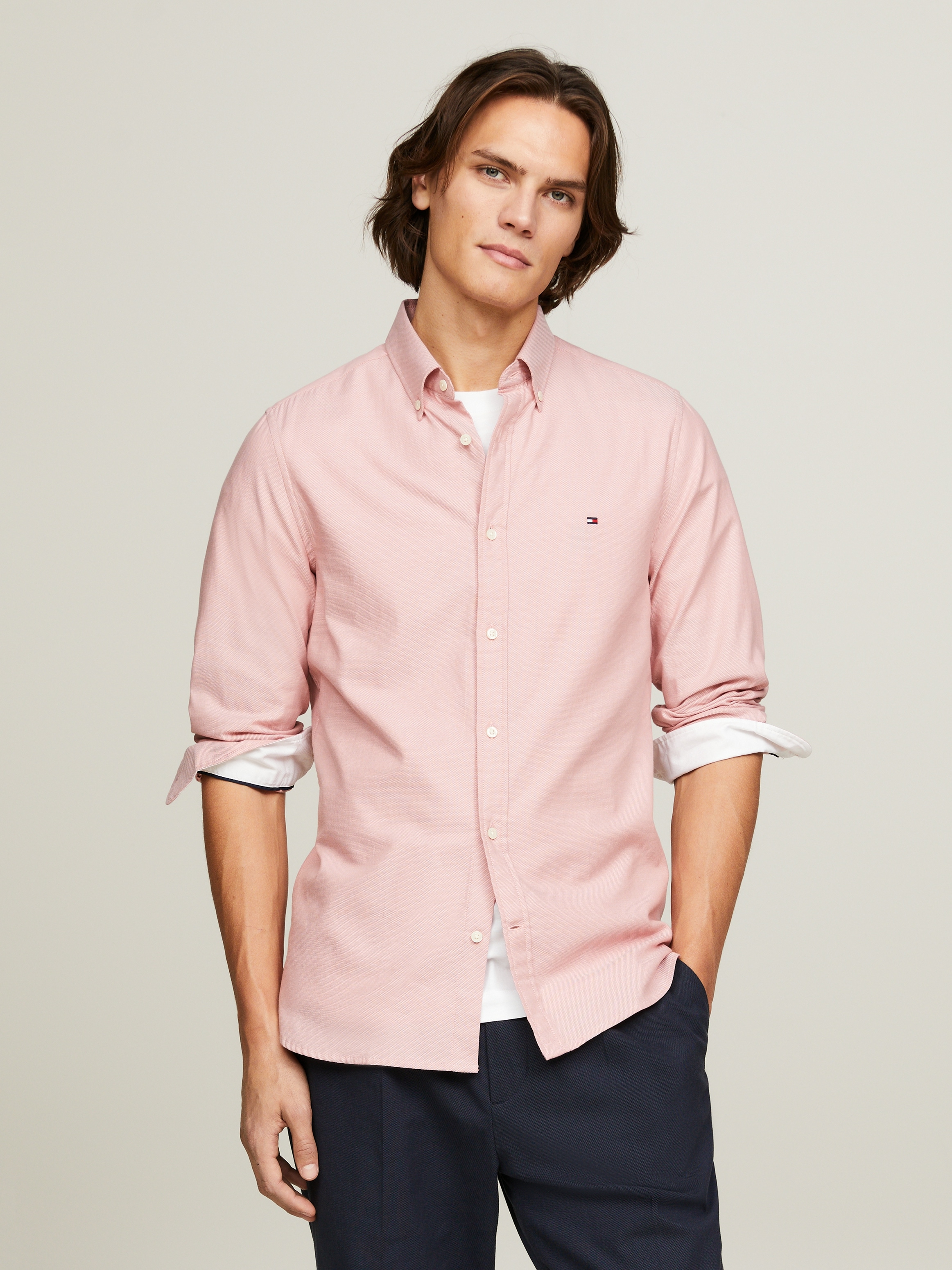 Tommy Hilfiger Langarmhemd »FLEX DOBBY SF SHIRT«, mit Knopfleiste