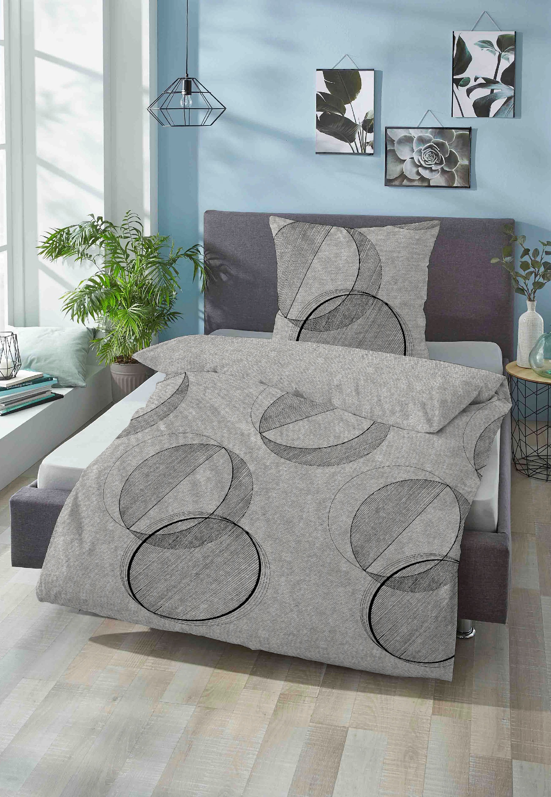 Biberna Bettwäsche »Circle«, kuschelig warm, weich, Melange, 100% Baumwolle, made in Germany