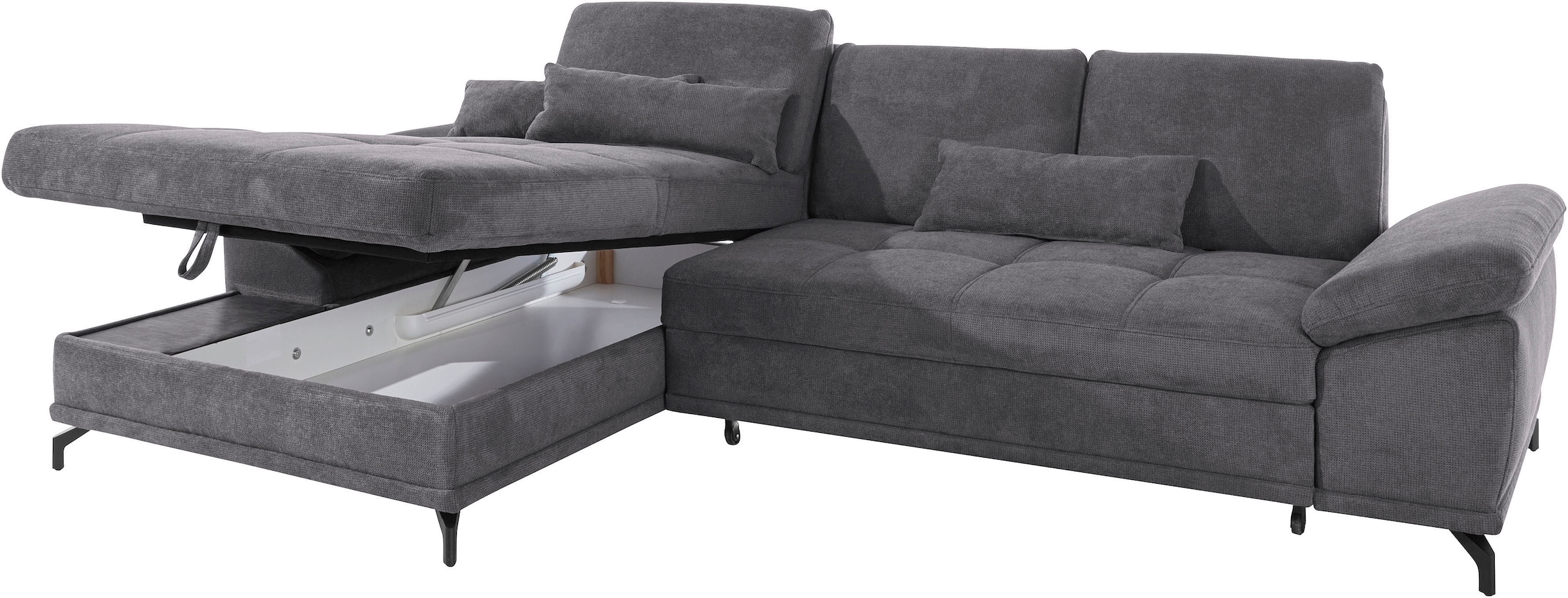 Places of Style Ecksofa Costello, mit Sitztiefenverstellung und Armlehnfunktion, incl. 3 Nierenkissen