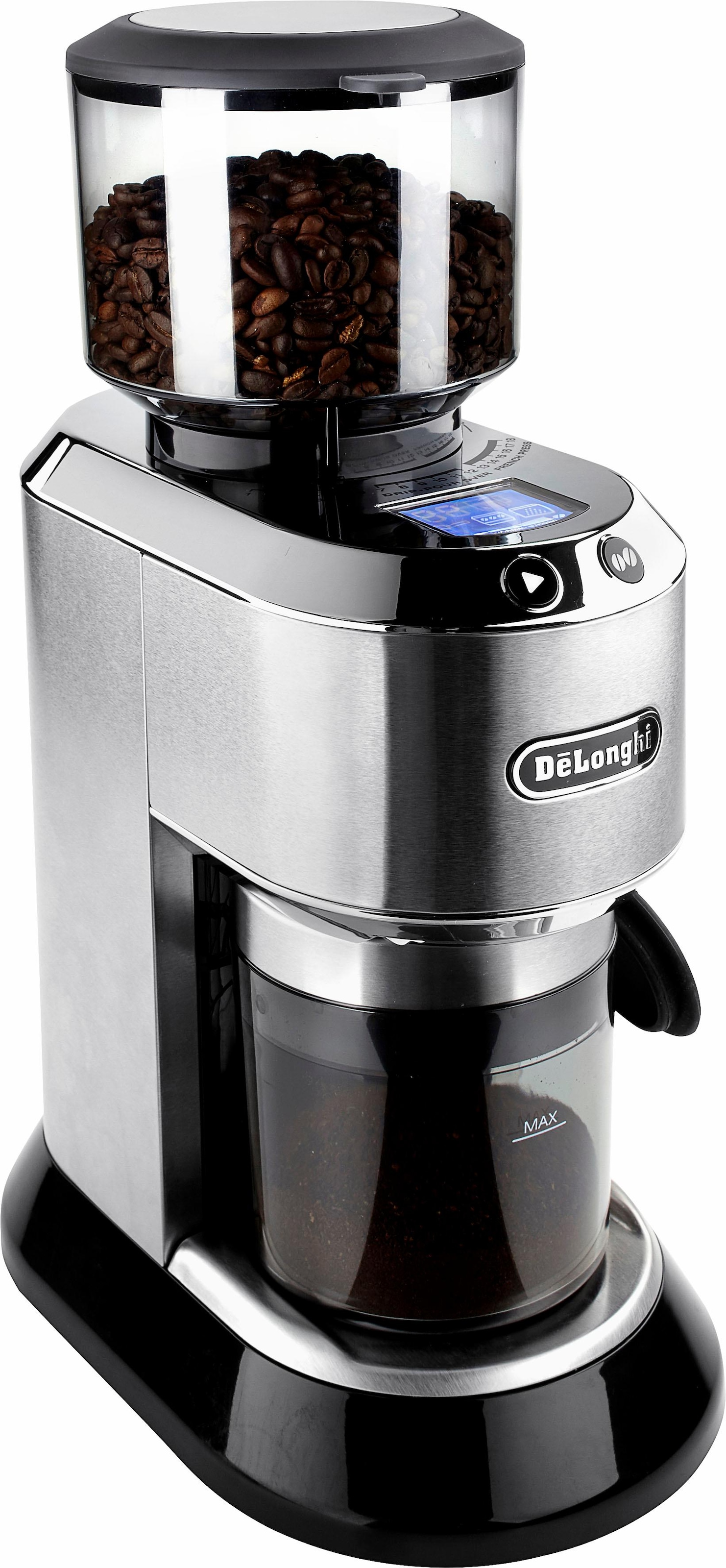 De'Longhi Kaffeemühle »Dedica KG521.M«, 150 W, Kegelmahlwerk, 350 g Bohnenbehälter, inkl. Siebträgeradapter