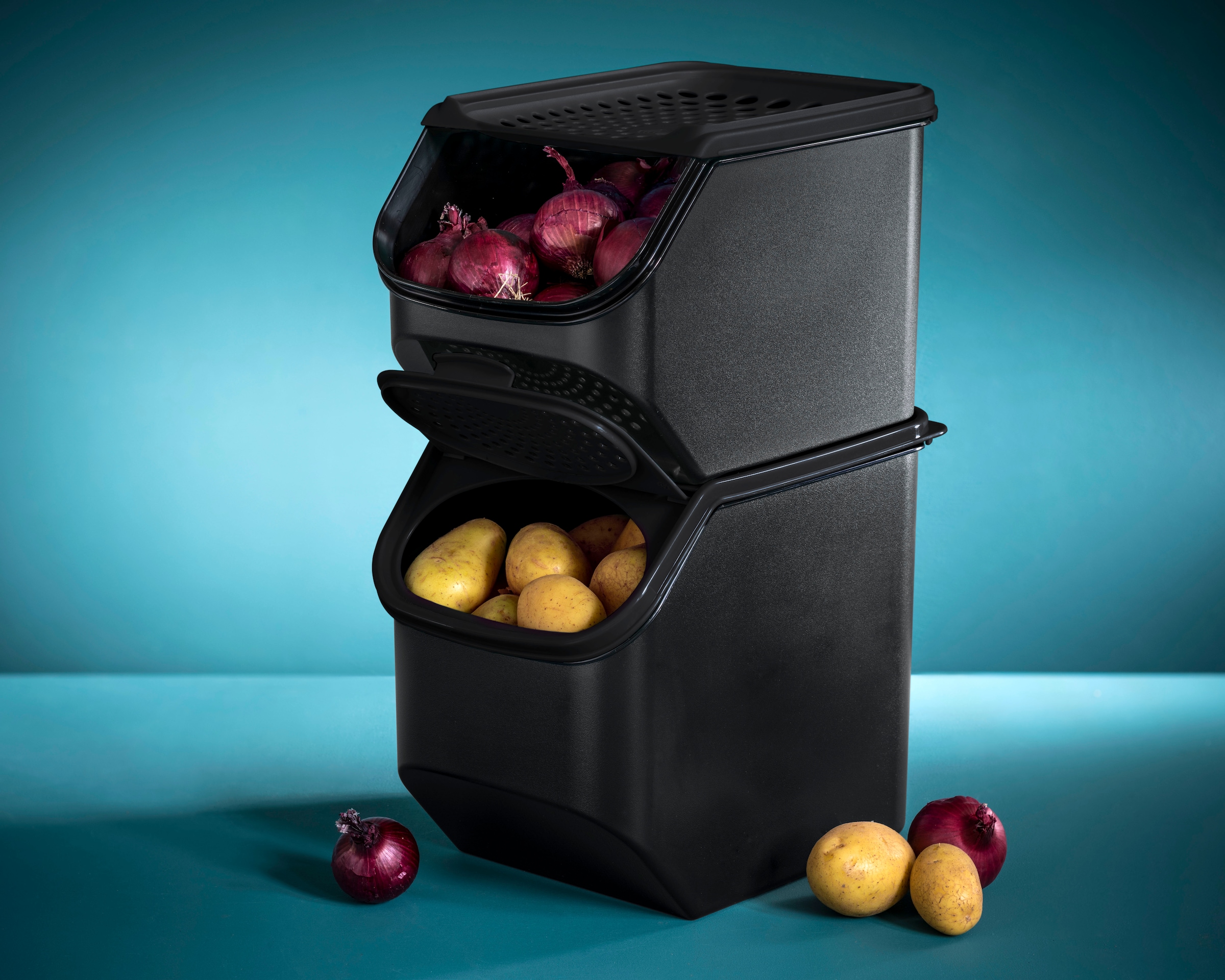 TUPPERWARE Aufbewahrungssystem »Tupperware, PotatoSmart 8,3 l + OnionSmart 5,5 l«, (Set, 2 tlg.), die perfekte Lösung für die Lagerung Ihrer Lebensmittel