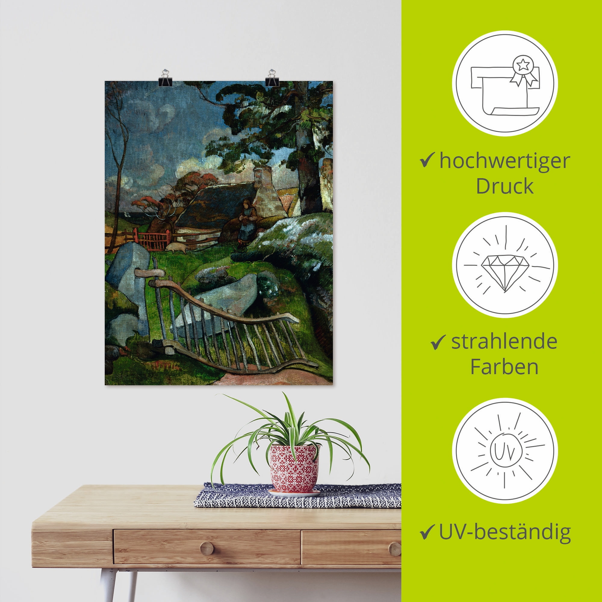 Artland Kunstdruck »Das Gatter 1889«, Garten, (1 St.), als Leinwandbild, Wandaufkleber oder Poster in versch. Größen