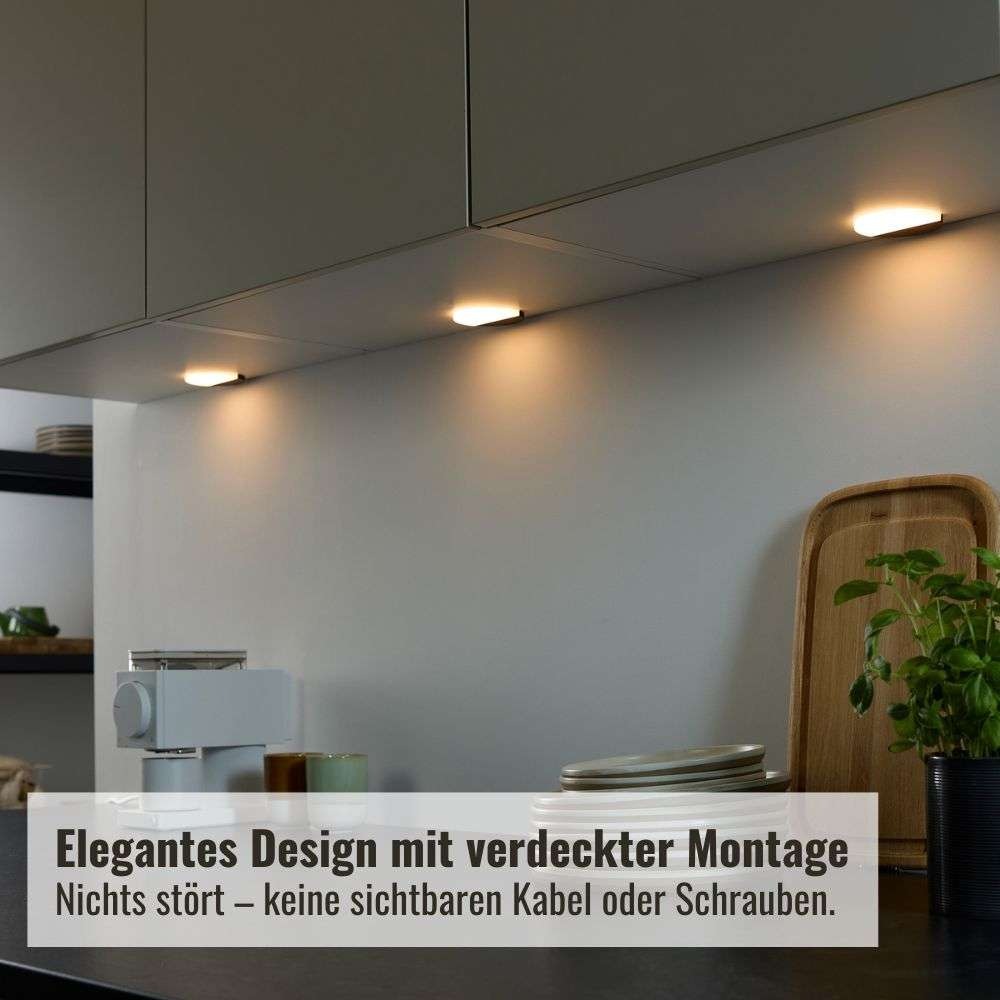 Loevschall Unterschrankleuchte »Polaris Set in versch. Varianten, Unterbauleuchte, Unterschrankleuchte« LED-Modul Warmweiß Bewegungsmelder, LED integriert, Warmweiß, eingebaute Sensorfunktion