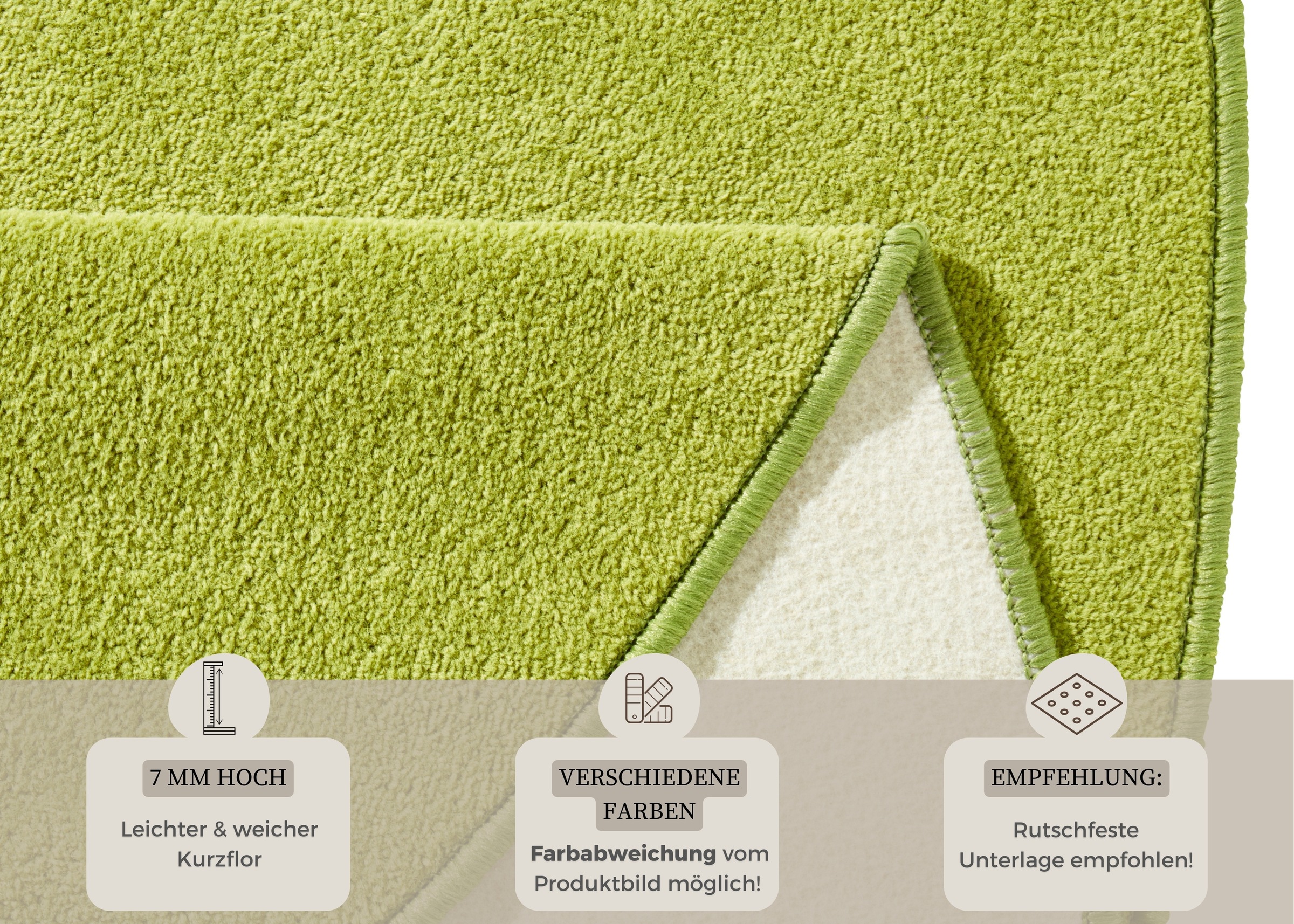 HANSE Home Teppich »Fancy«, rund, 7 mm Höhe, Kurzflor, Weich, Einfarbig, Wohnzimmer, Schlafzimmer, Esszimmer